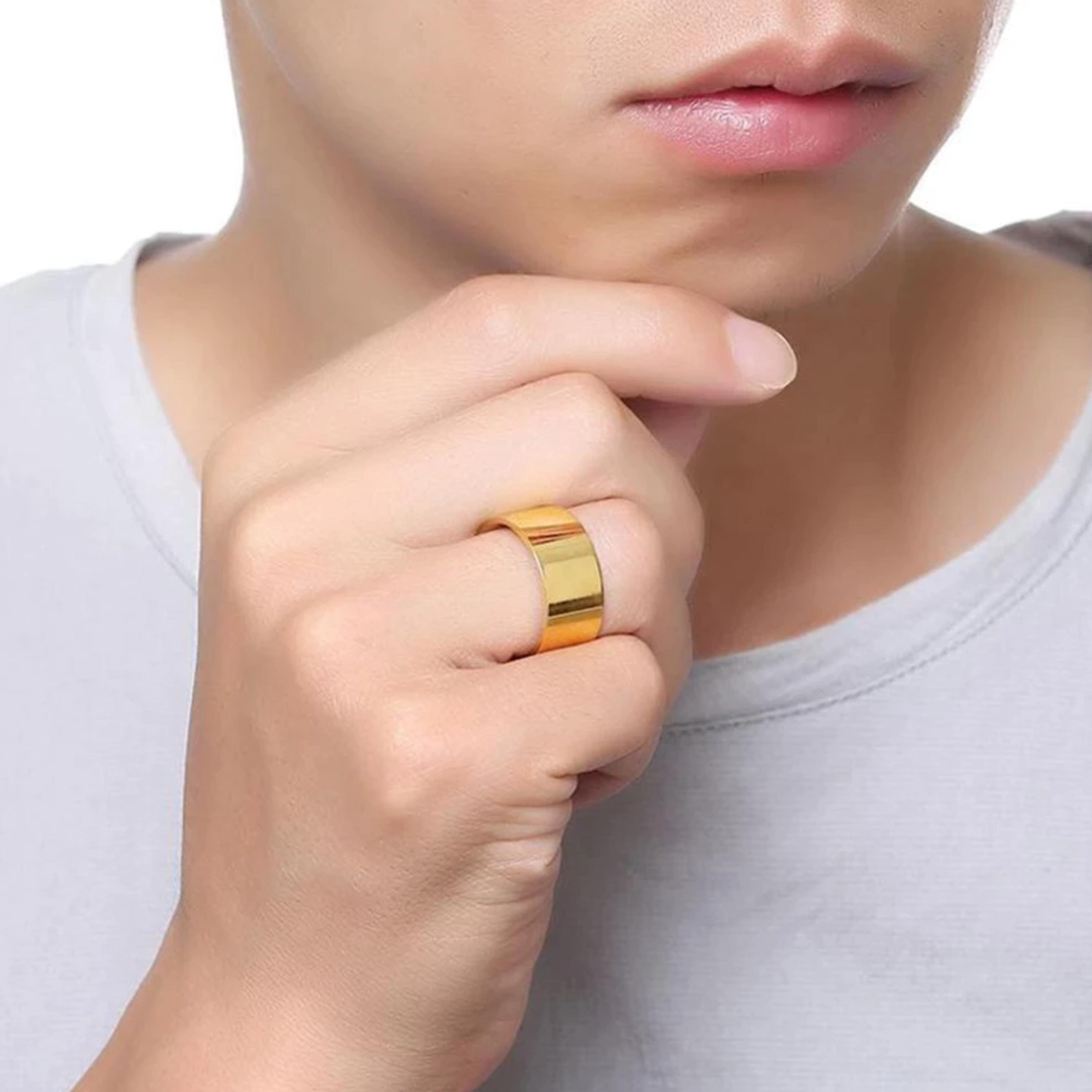 stainless steel mens cigar band ring