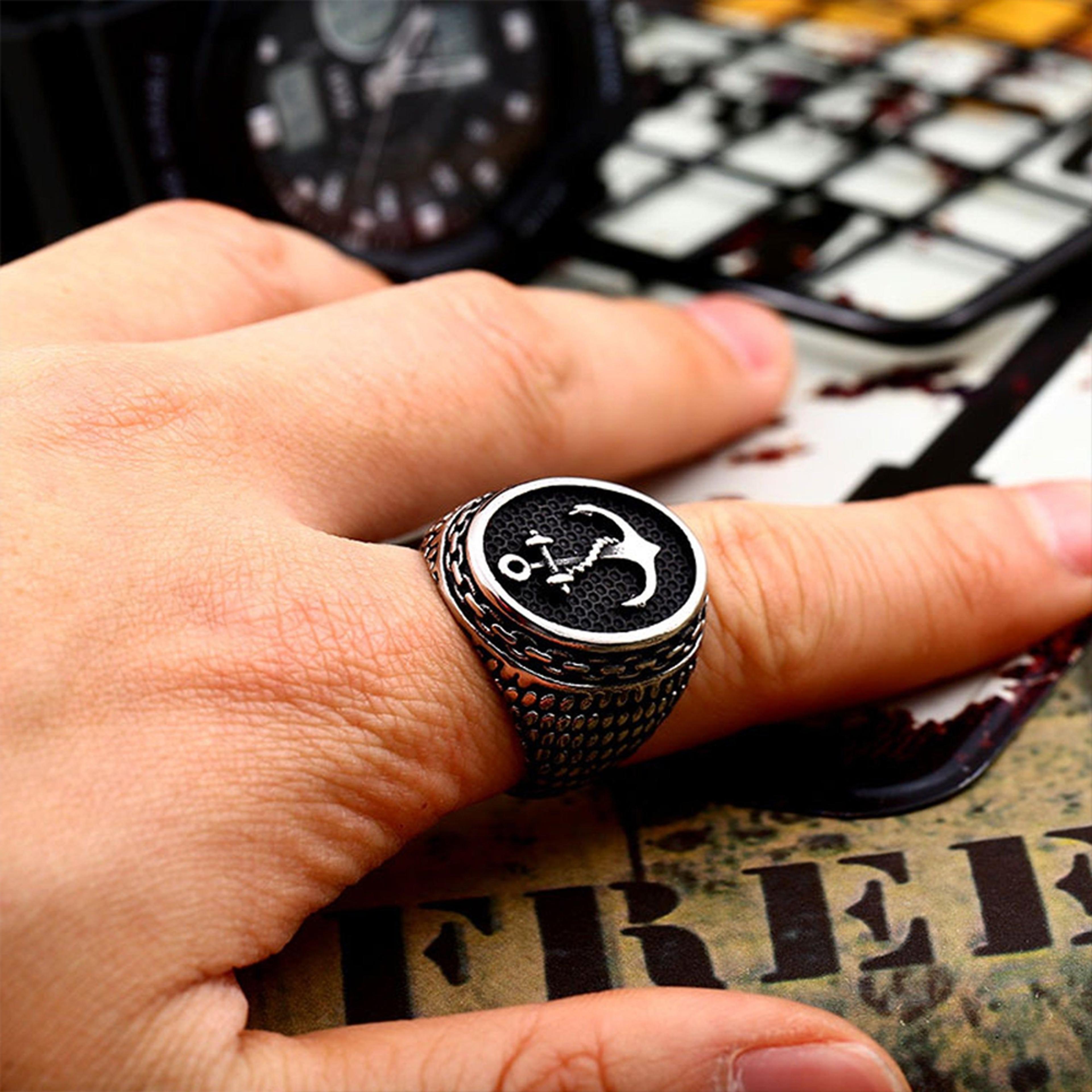 stainless steel unisex anchor ring