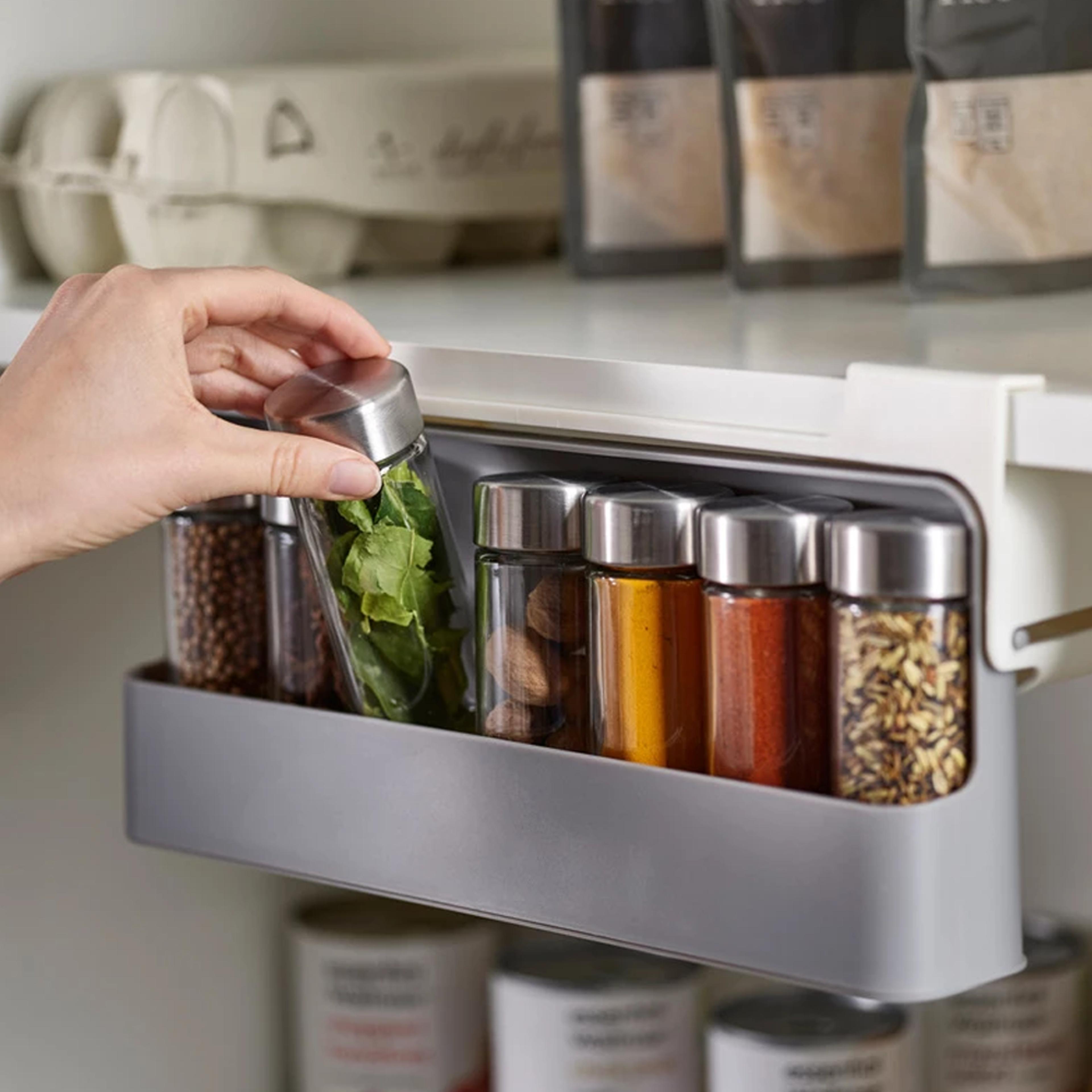 under shelf pull down sliding spice rack