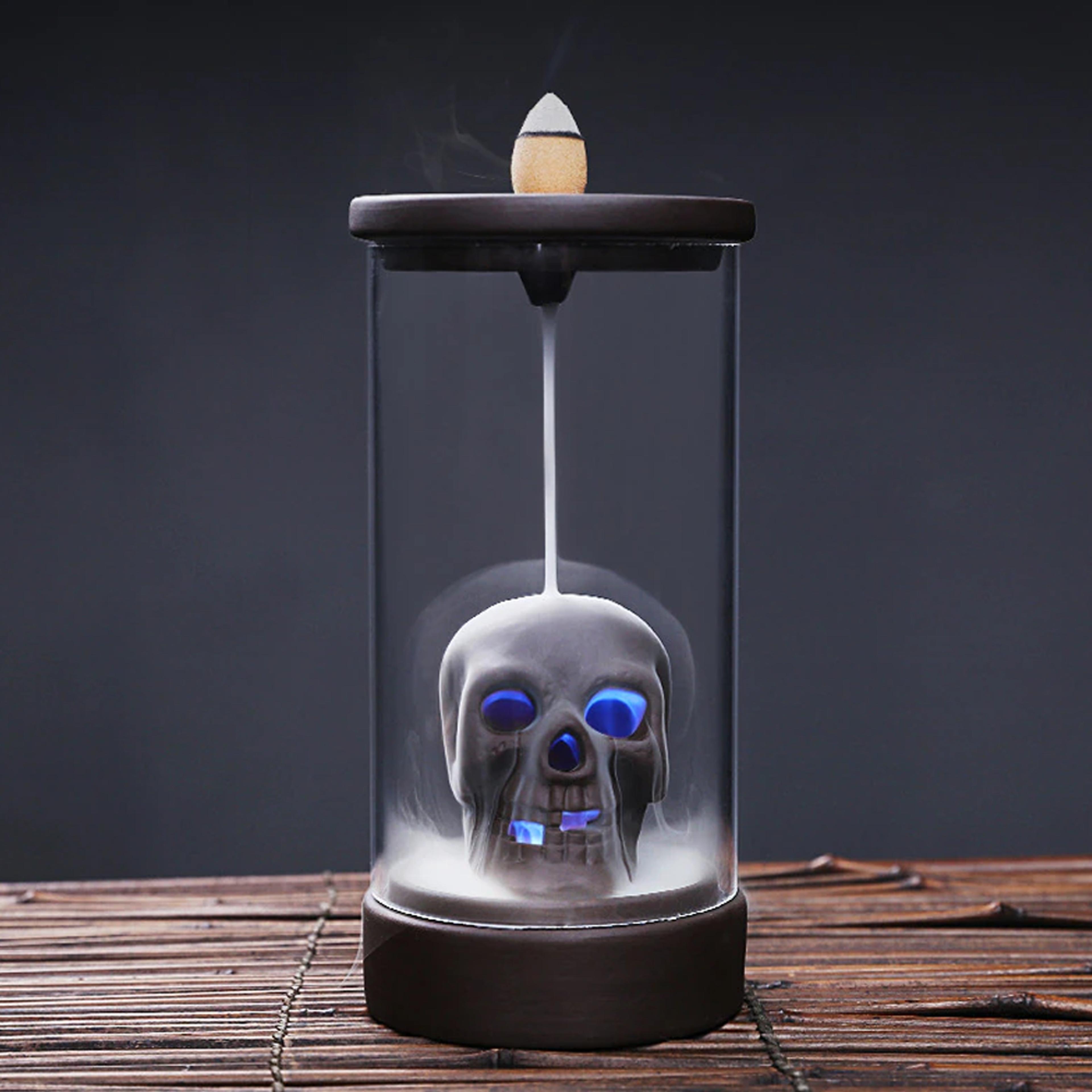 backflow led skull incense burner