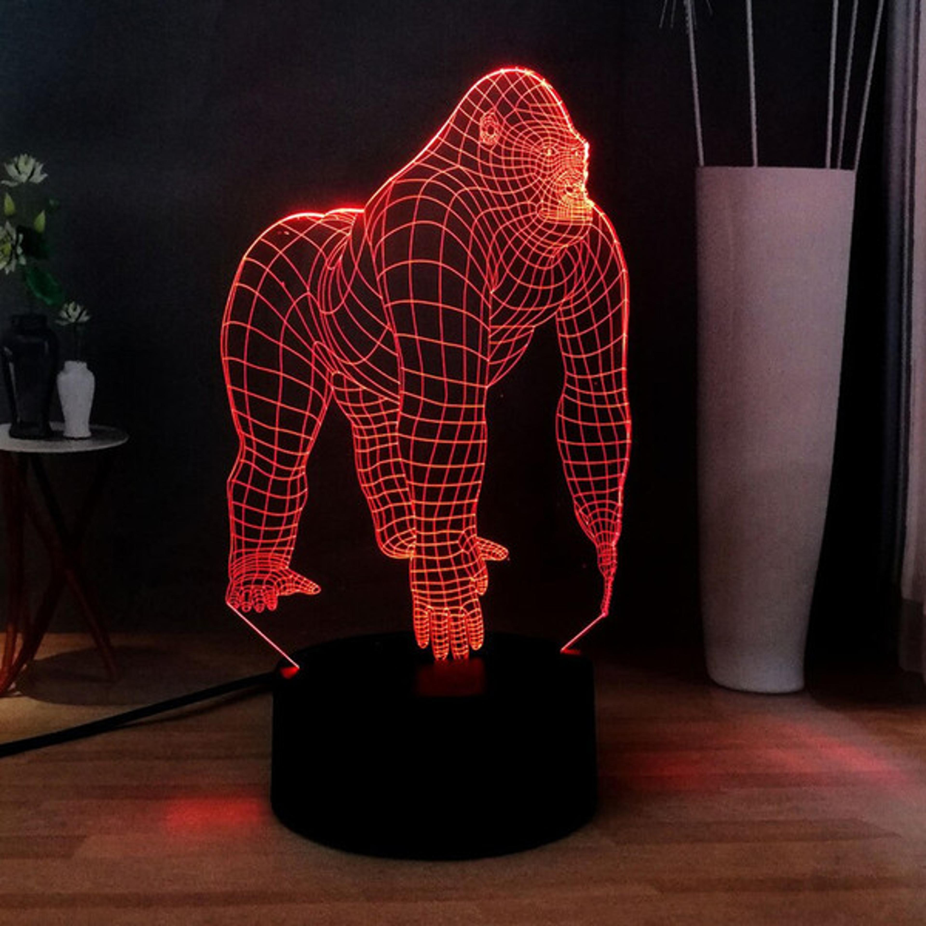 3d illusion led gorilla lamp with 7 switchable colors