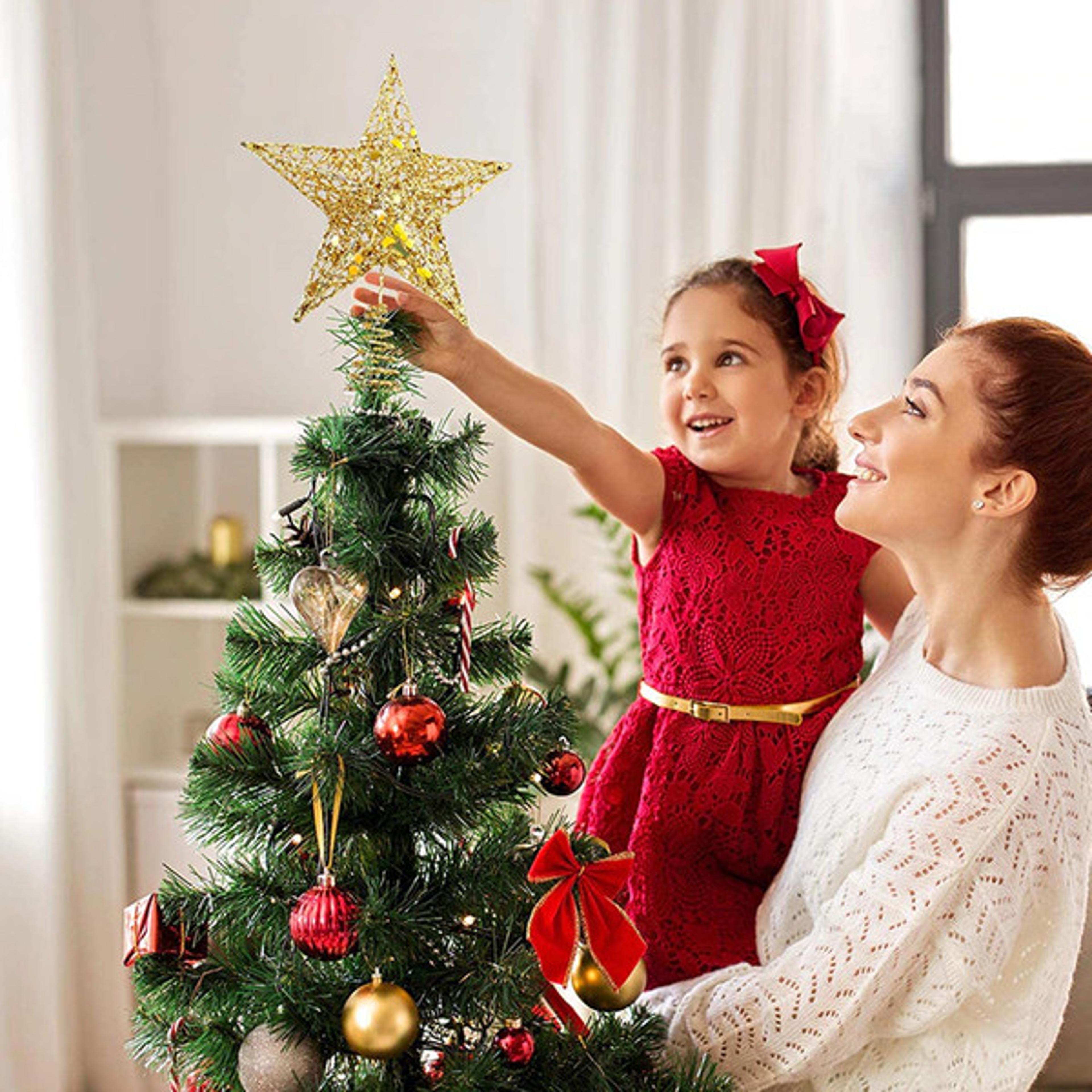 glitter silver and gold star tree topper christmas ornament