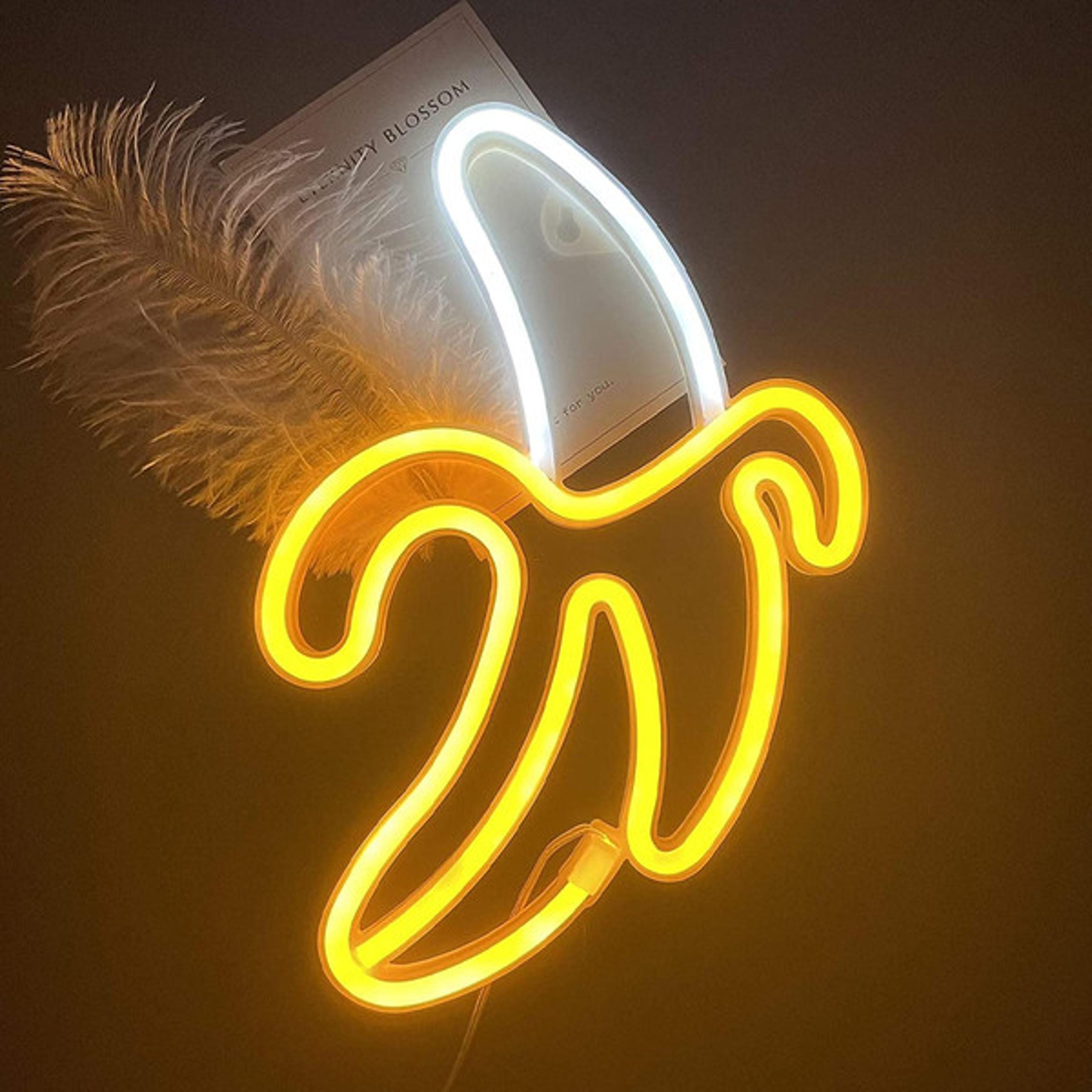banana neon sign for wall decor