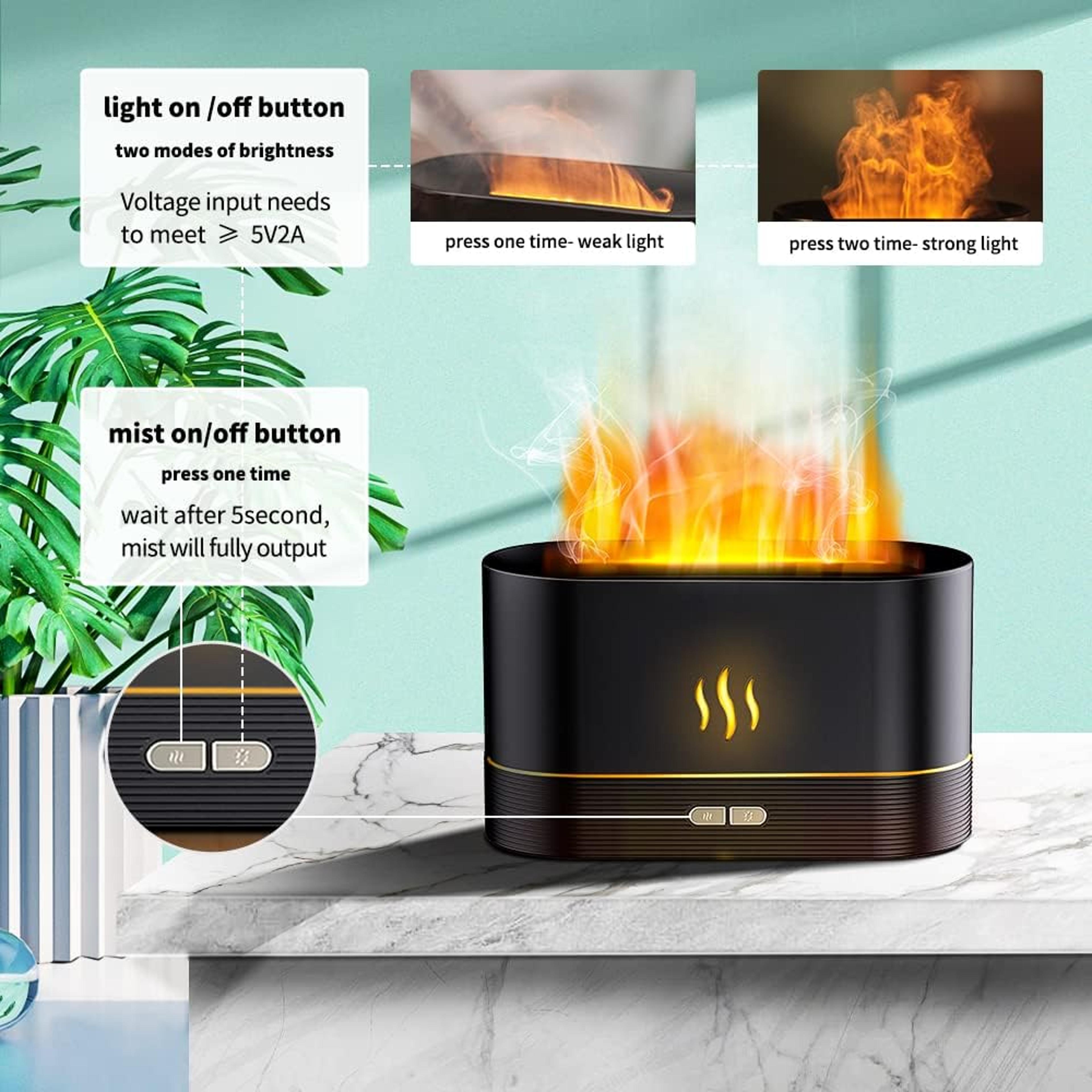 HumidiFire Aromatherapy Flam Ultrasonic Diffuser, Transform Your Space with Soothing Scents3