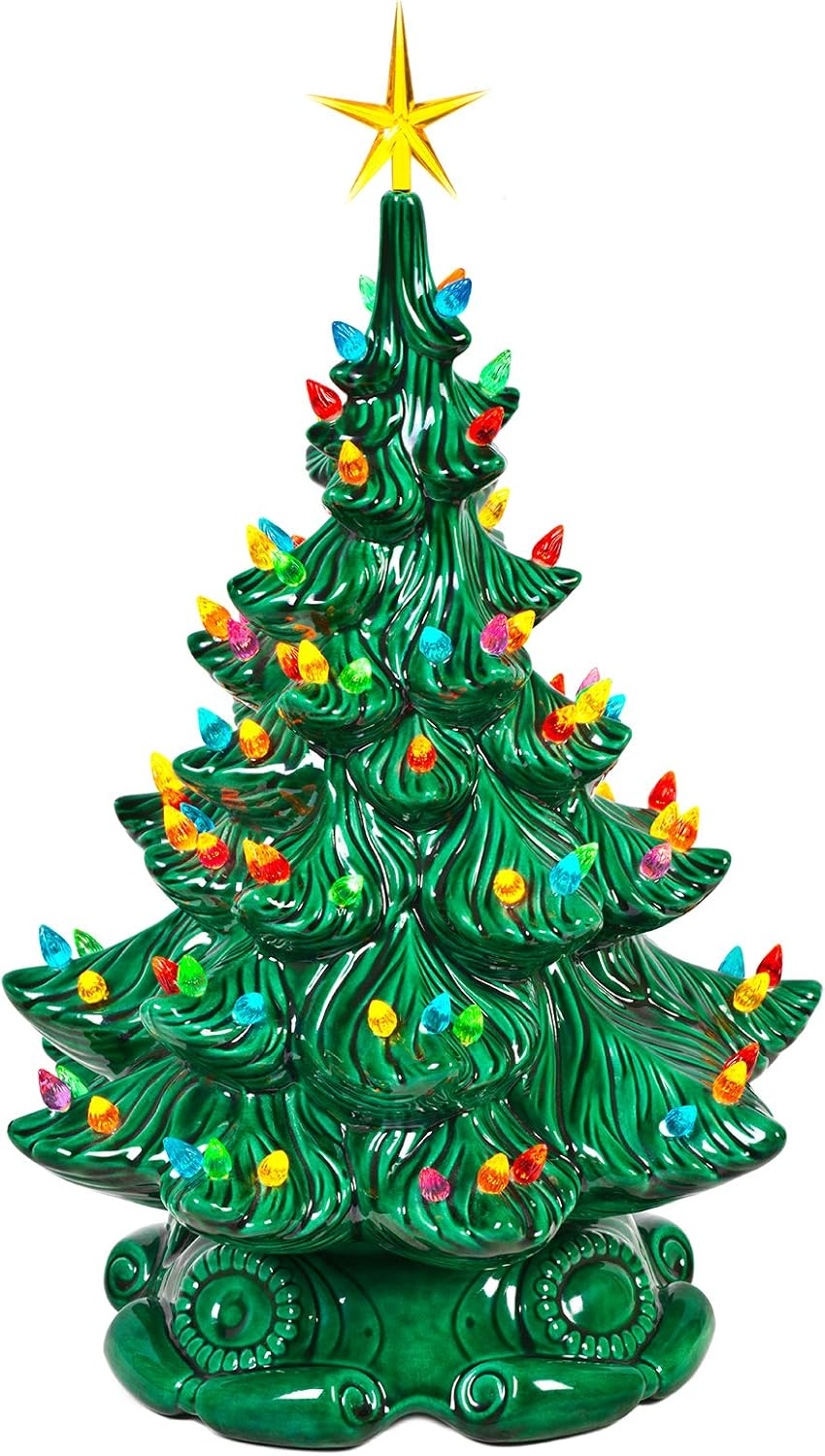 festive medium twist ceramic christmas tree ornaments, multi-color decorations for holiday charm