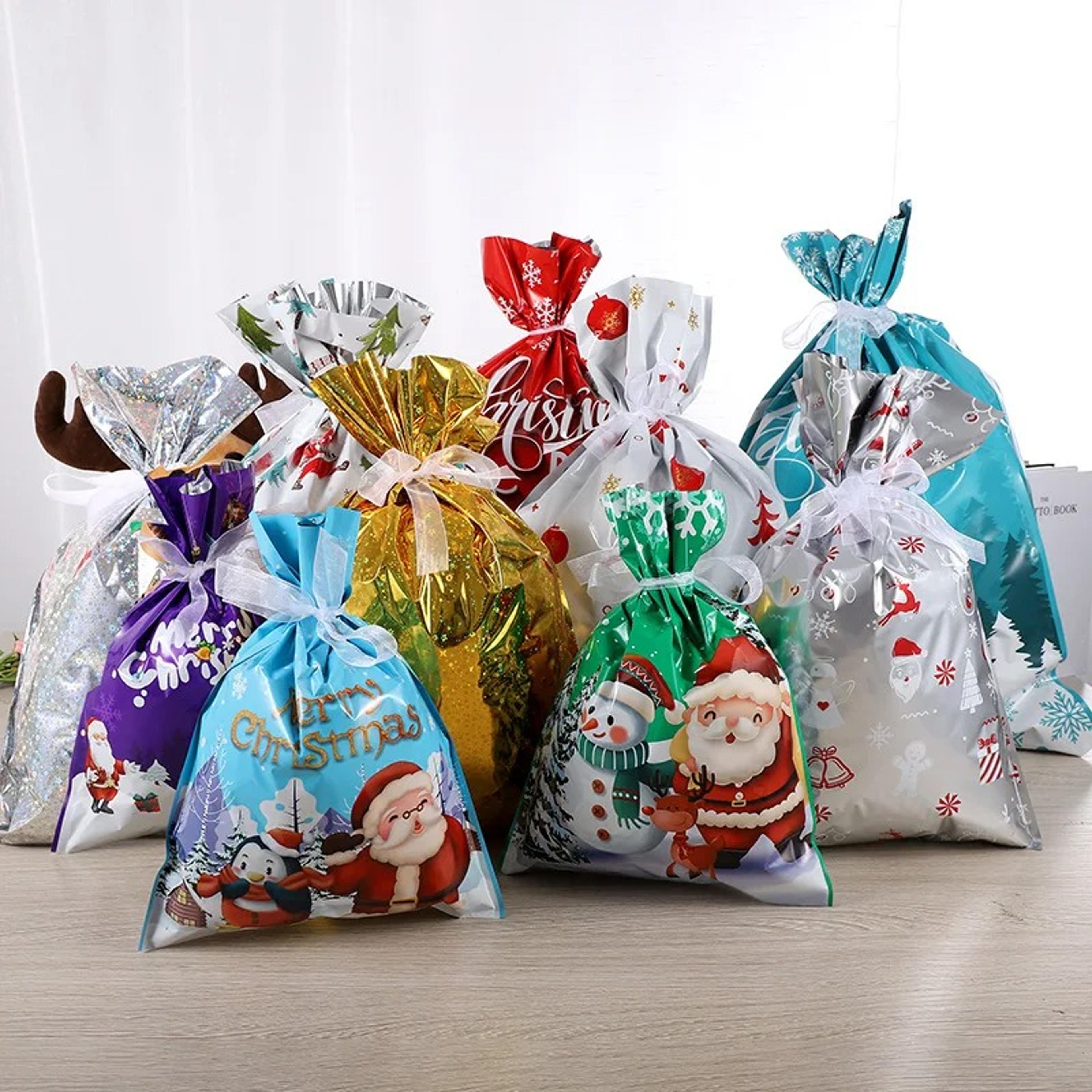premium christmas gift bags for kids – santa & snowman designs