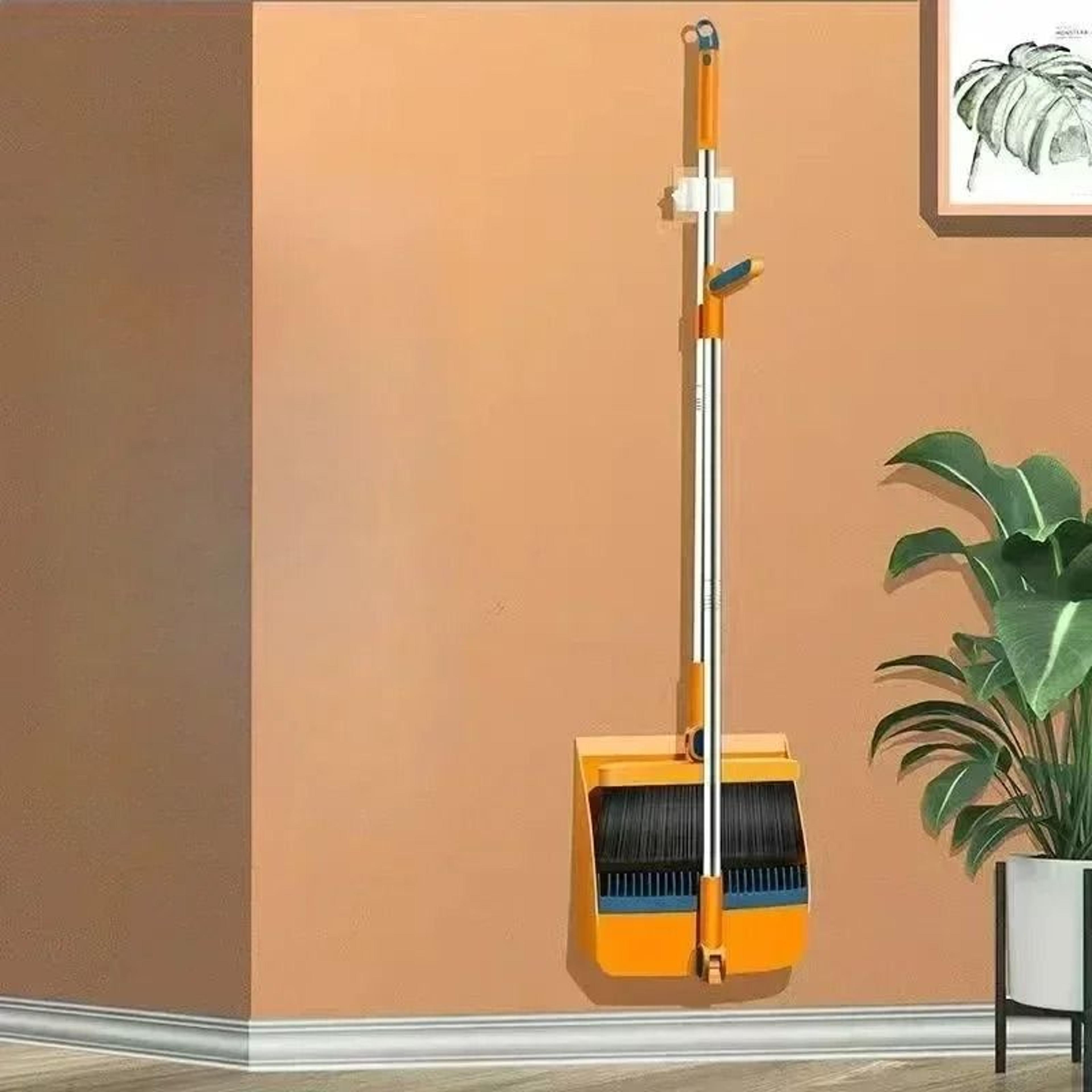 vertical folding broom and dustpan set – soft bristles, easy cleaning