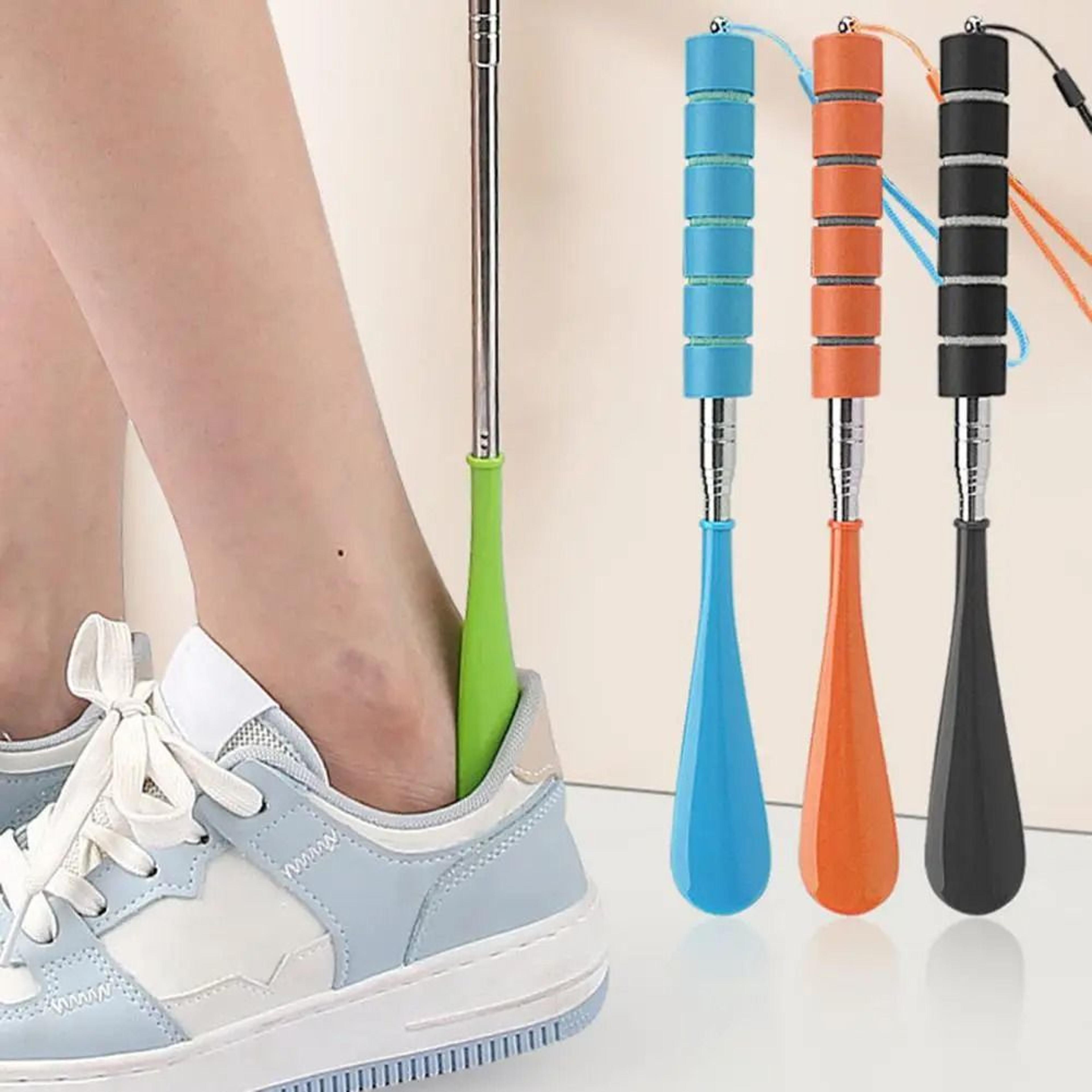 premium telescopic stainless steel shoe horn with non-slip handle