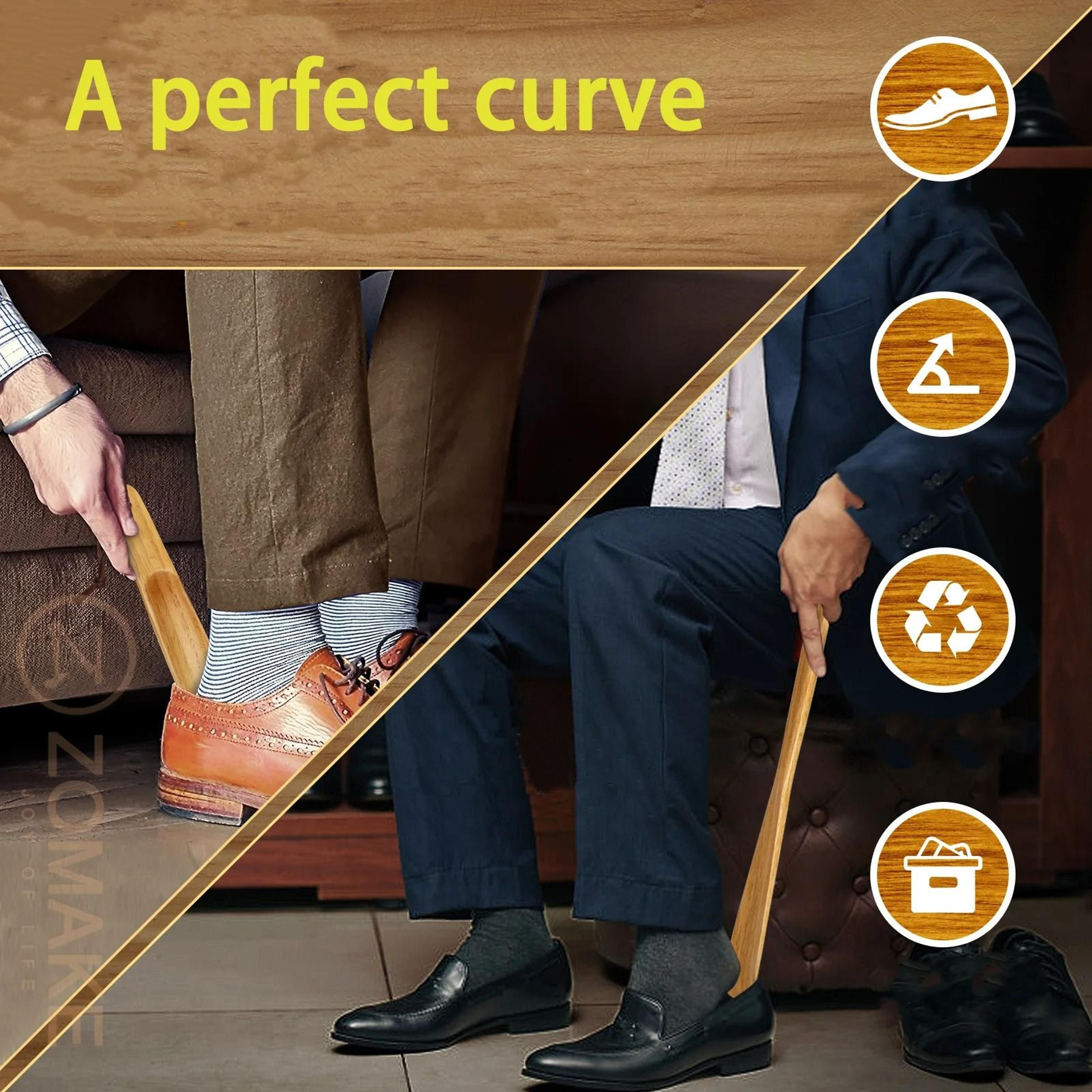 Set Of 2 Durable Wooden Shoe Horns  Long Handle Shoe Lifters 5