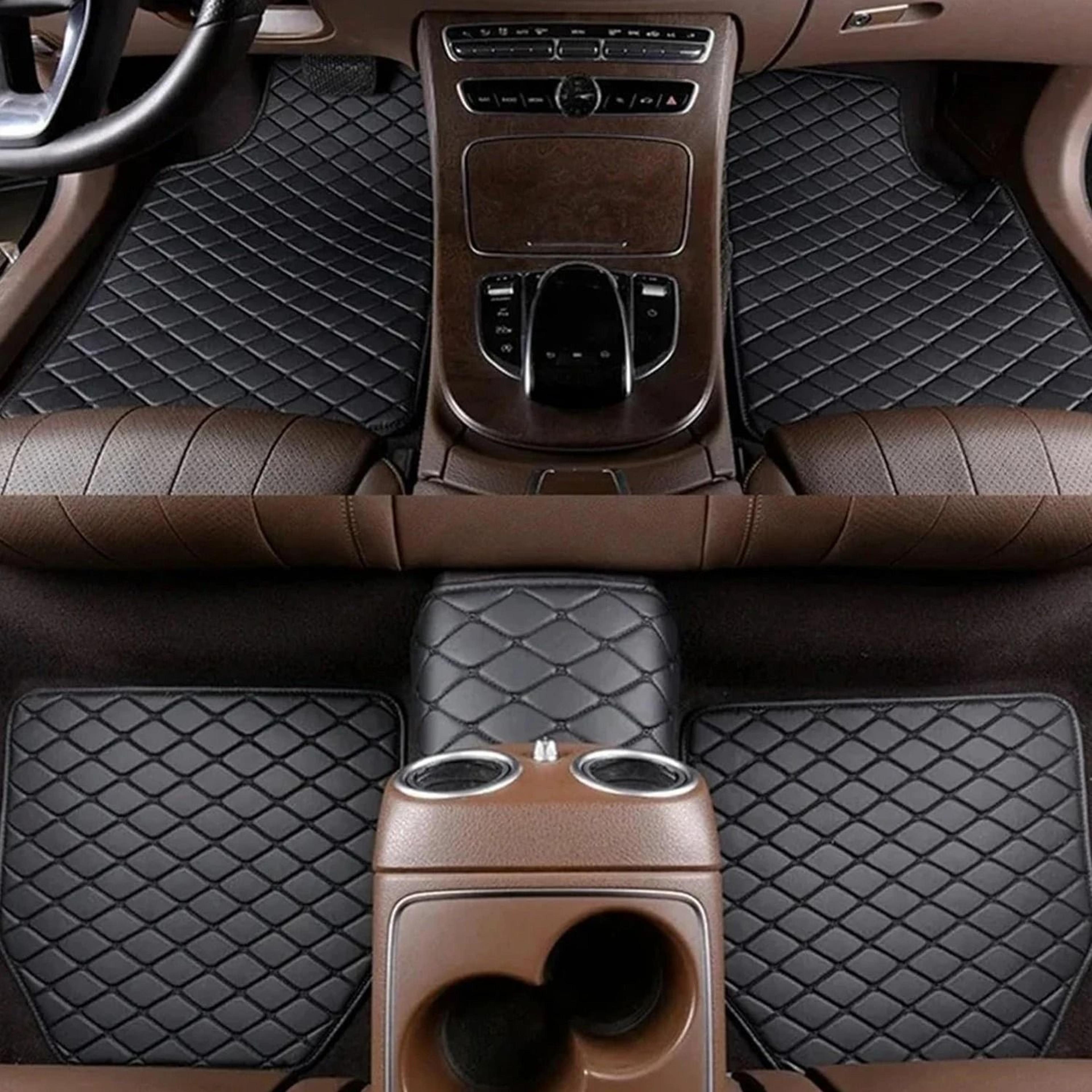 4pcs universal pu leather waterproof car floor mats – all-weather auto foot pad protector carpet for front and rear