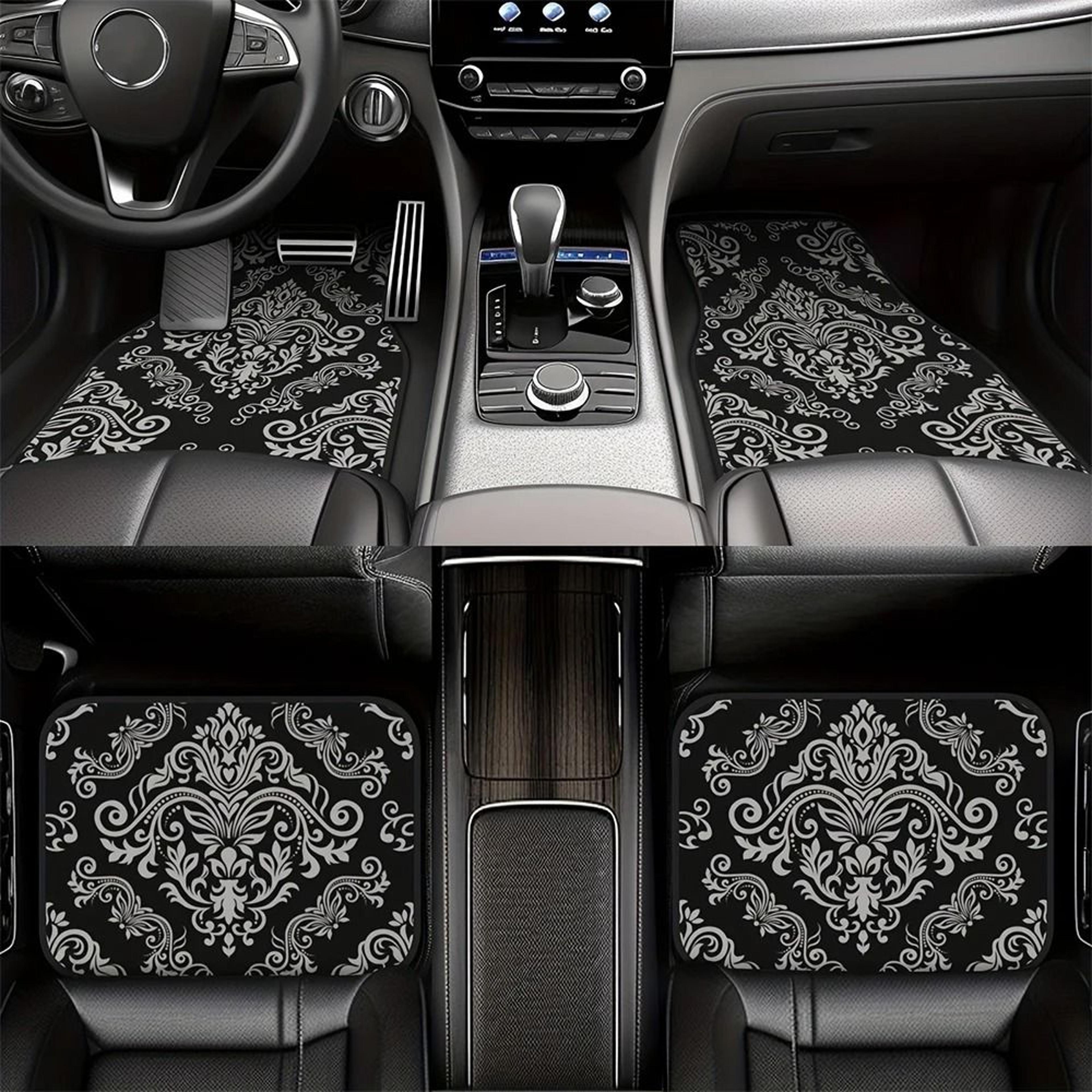 4pcs retro european-style floral car floor mats – non-slip, easy-clean universal fit for cars & suvs