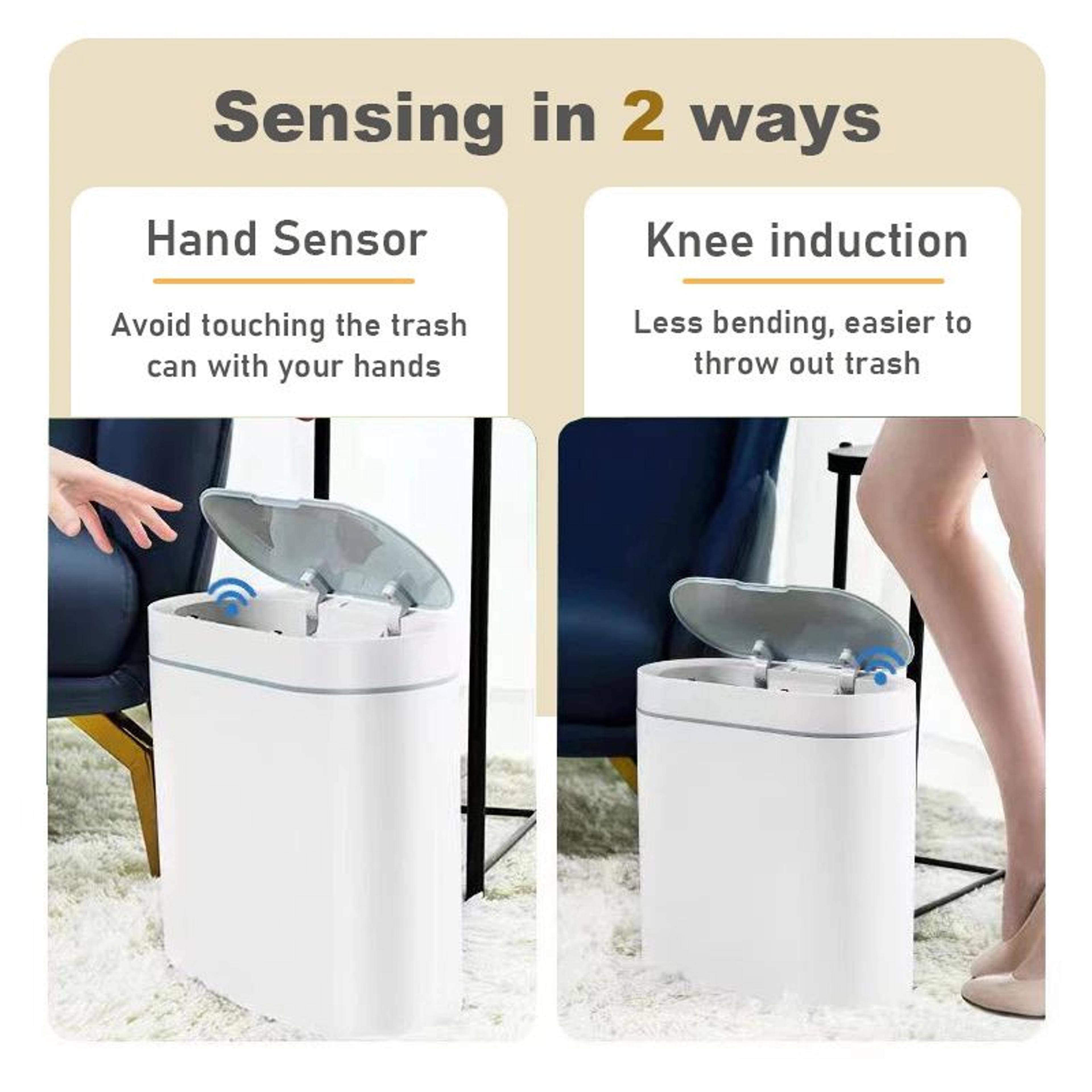 automatic smart trash bin, waterproof, silent, odorless narrow garbage can for kitchen, bathroom, and toilet