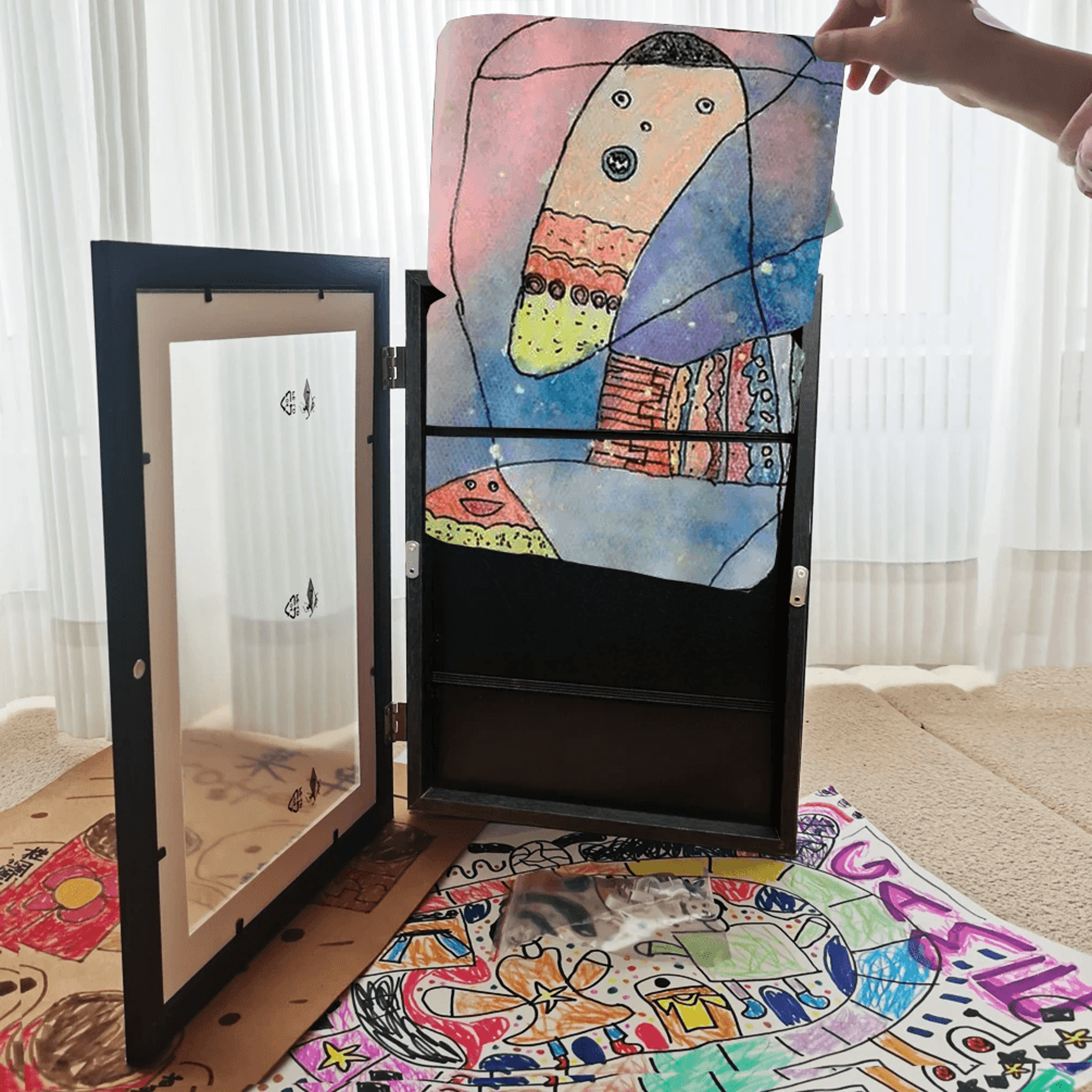 children art frames magnetic, changeable kids picture frame for paintings, drawings, and photos