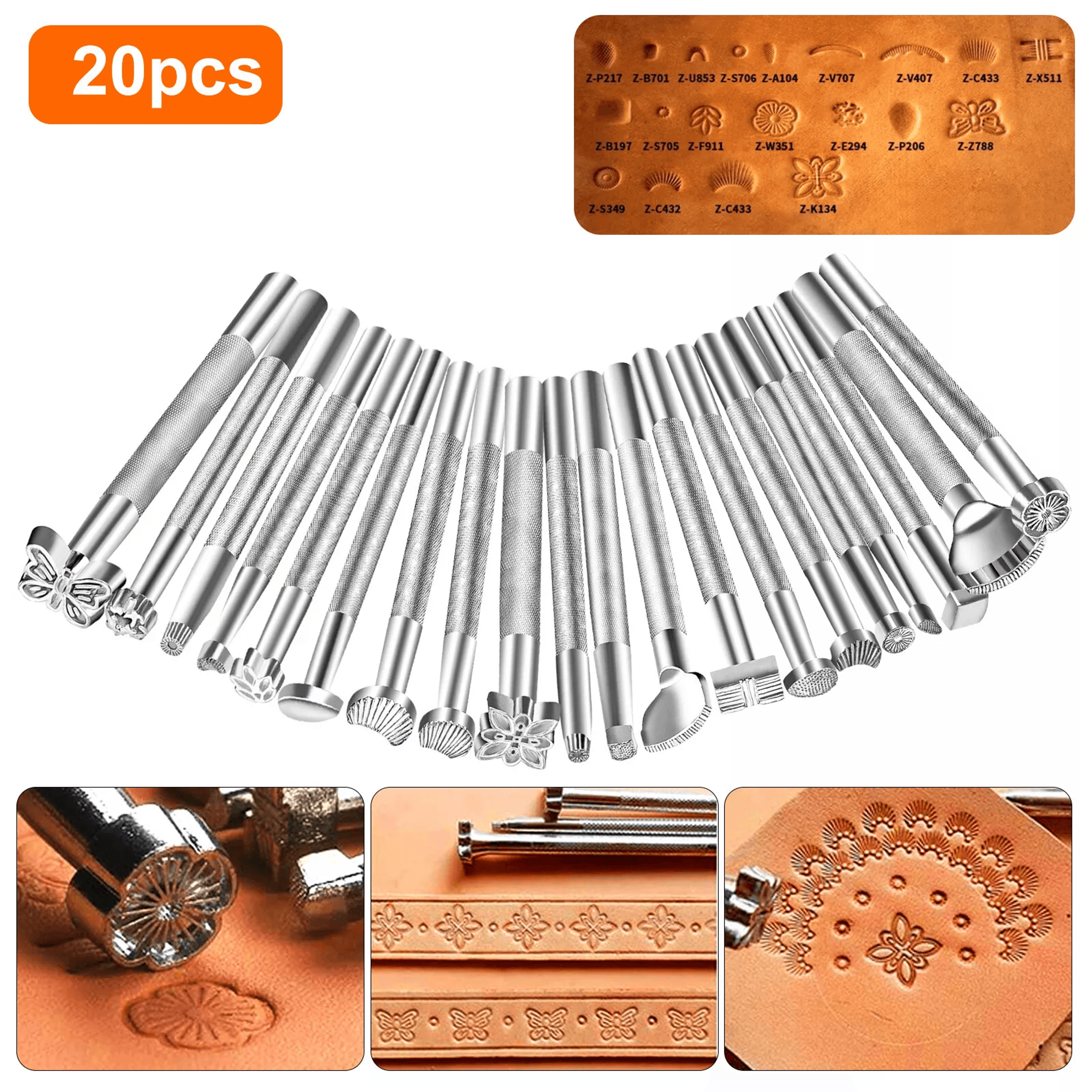 leather stamping tools punch set for craft diy working, saddle making stamps with high-quality alloy