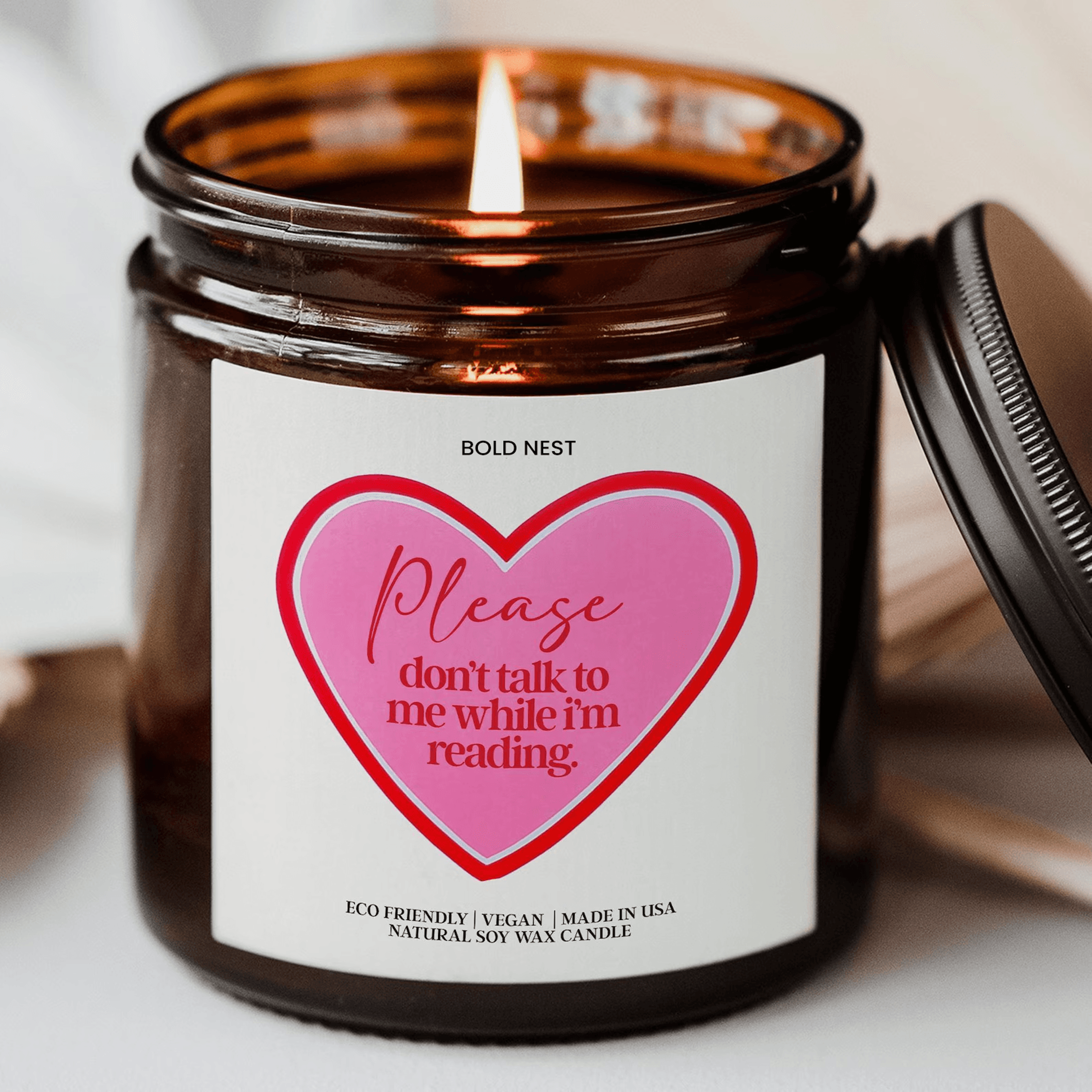 please dont talk to me while i m reading candle – funny book lover gift, scented soy candle for readers & library addic