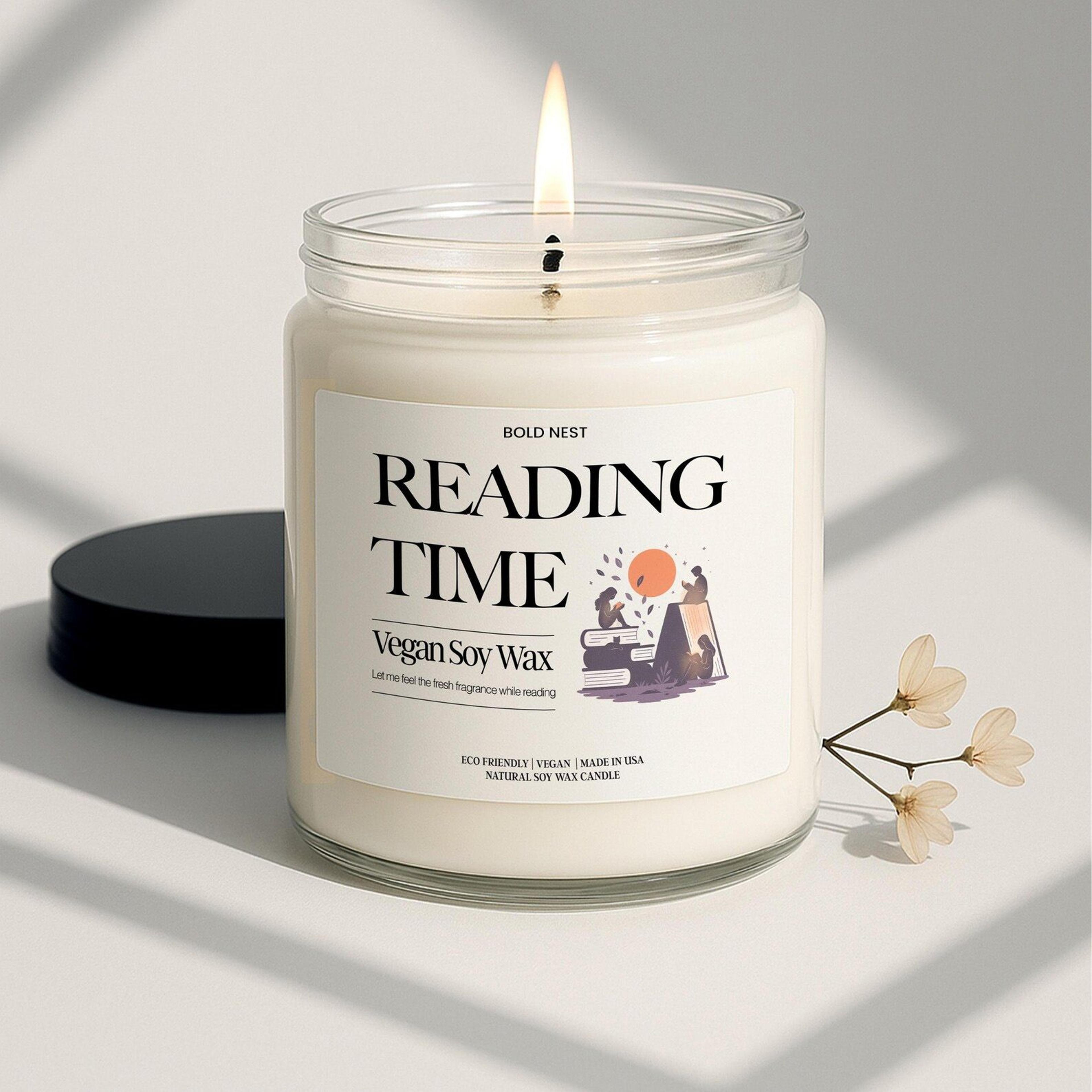 book lover reading candle – funny library bookworm gift, scented soy candle for booktok readers & cozy reading nights