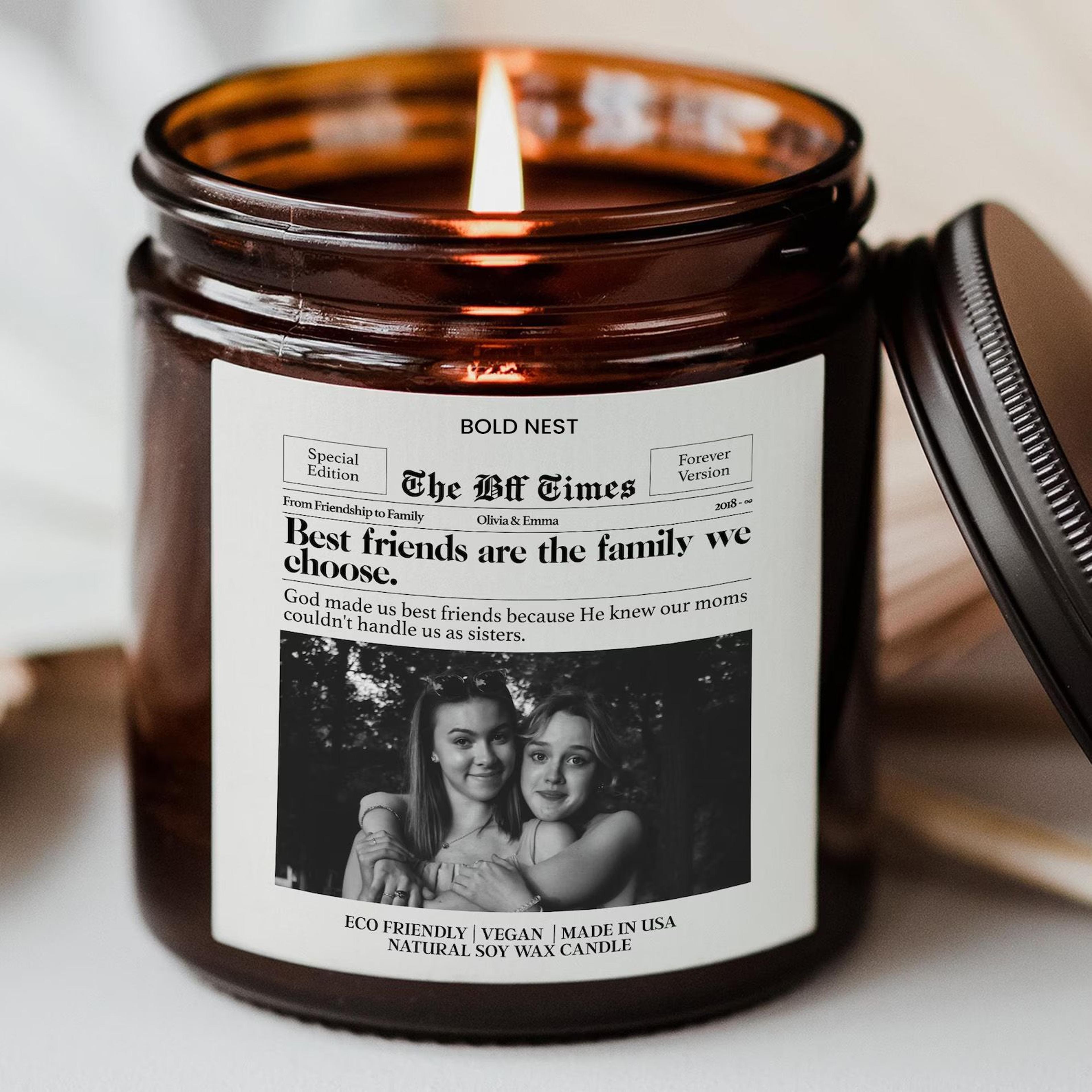 personalized best friend photo candle | custom birthday & friendship memory gift for besties & couples