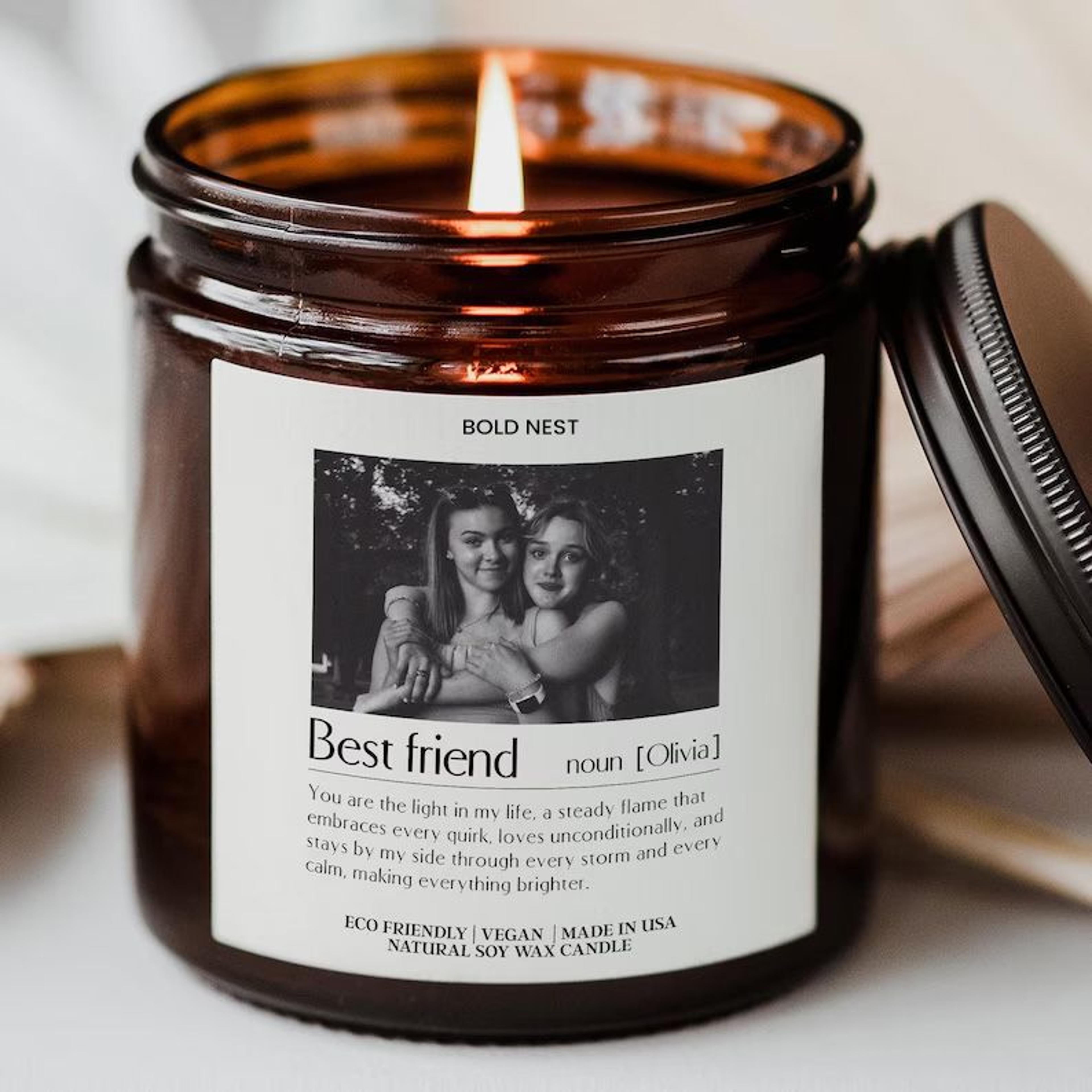 personalized best friend photo candle custom friendship birthday gift for bestie couples decor candle