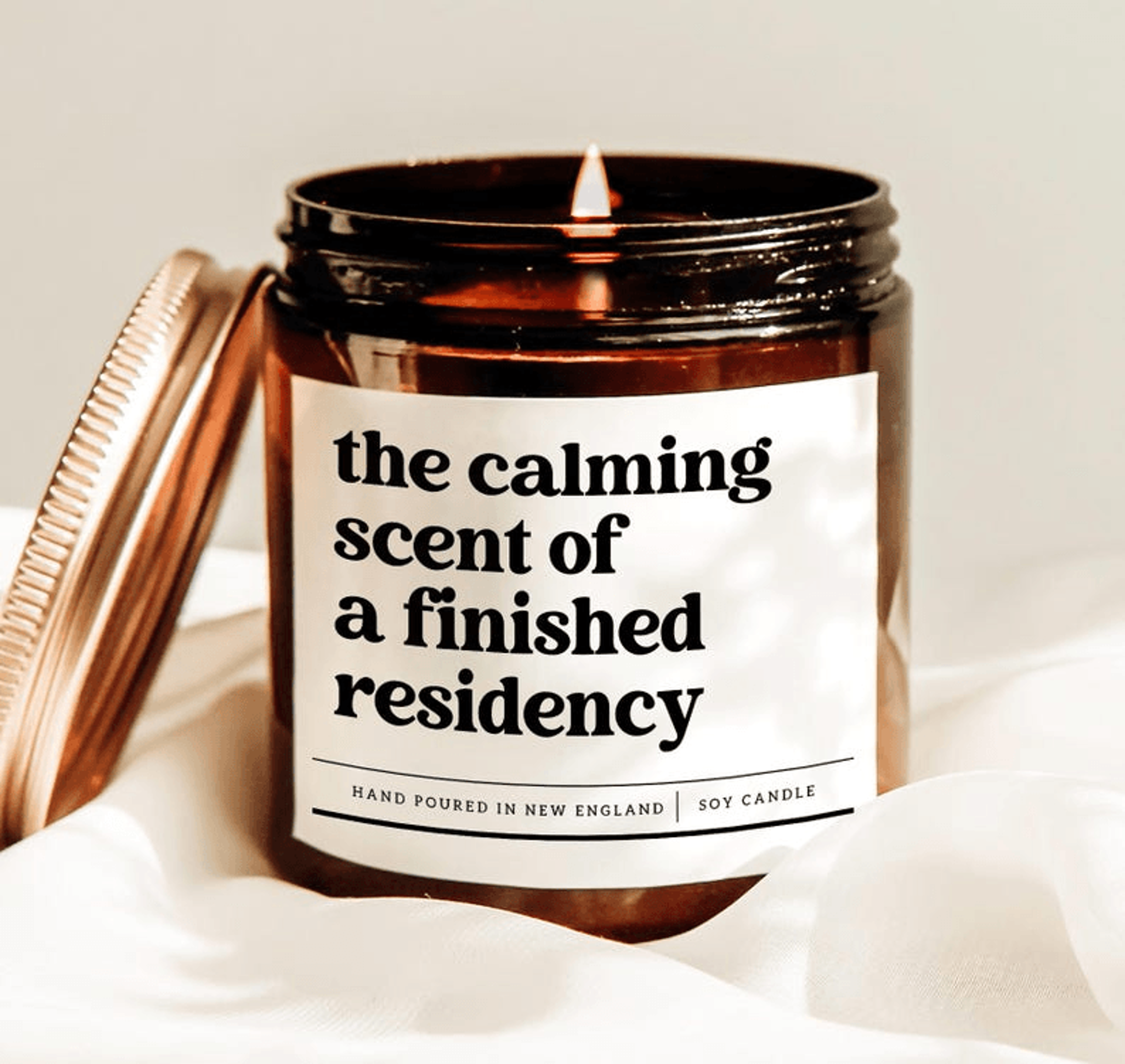 medical residency graduation candle gift for doctor, funny residency completion gift, finished residency candle