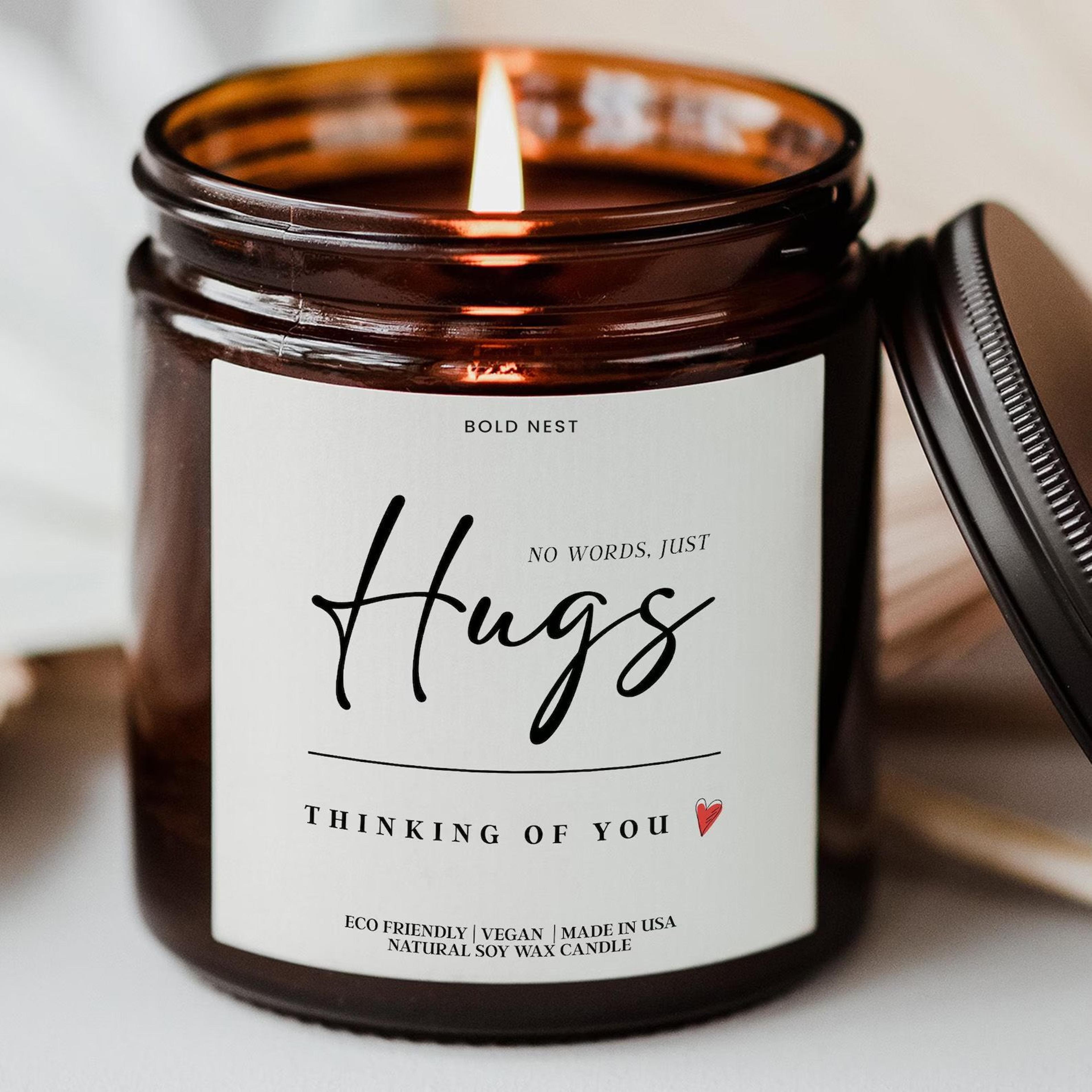 no words just hugs personalized soy candle sympathy thinking of you gift get well soon condolence candle
