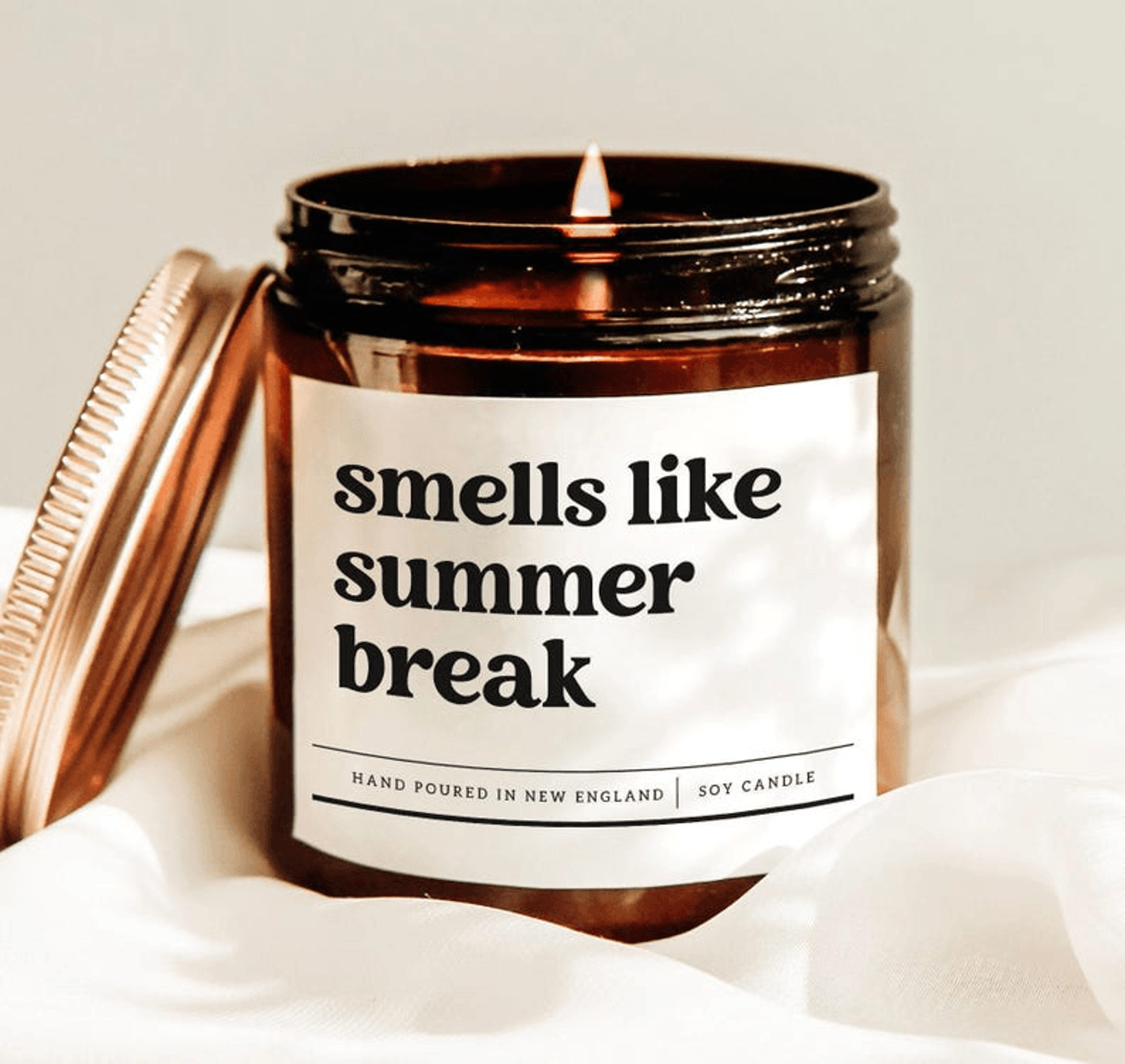 smells like summer break candle, funny teacher summer gift, relaxing vacation soy candle home decor