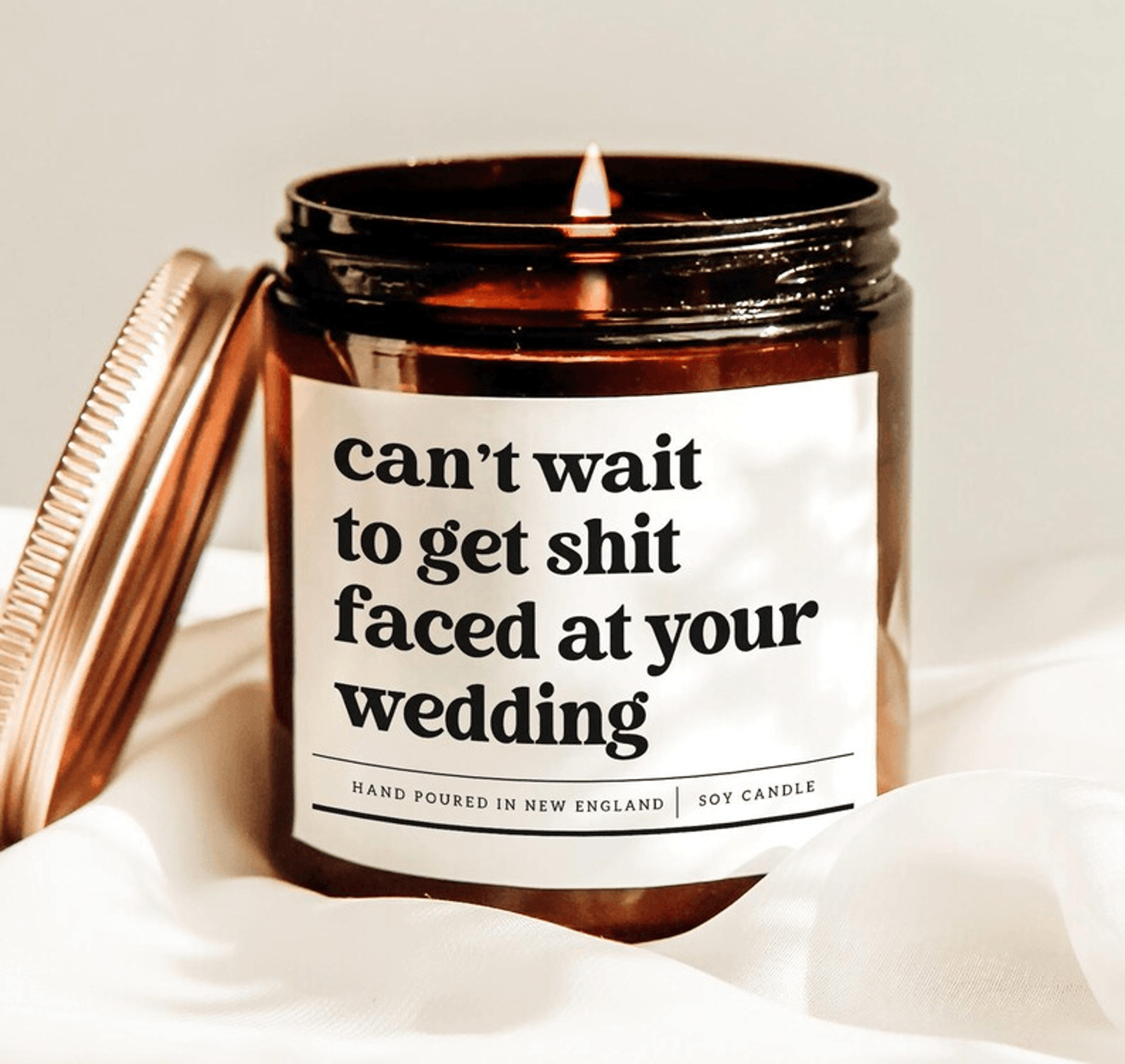 cant wait to get shit faced at your wedding candle, funny wedding gift, bachelorette party candle