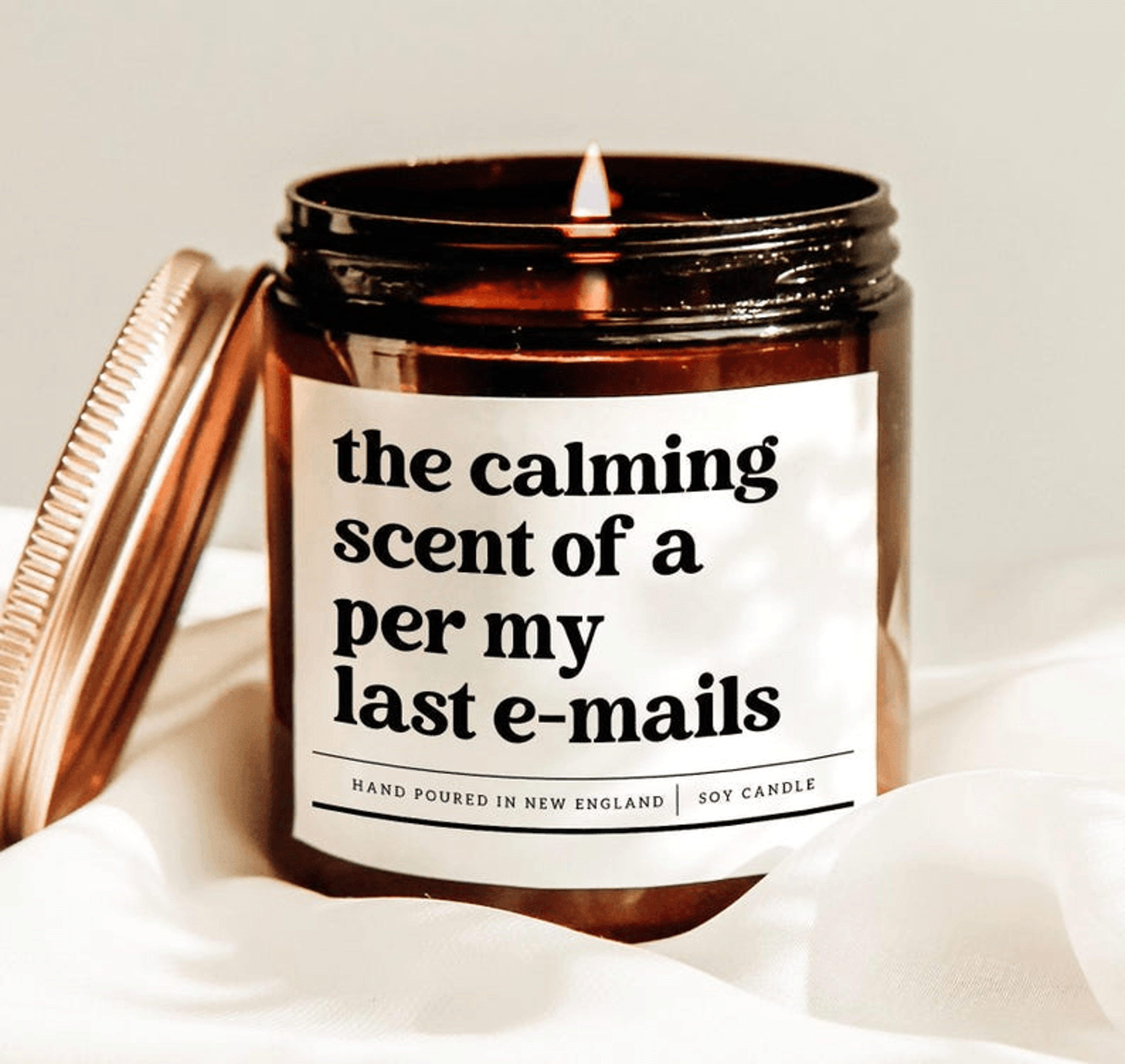 the calming scent of a per my last emails candle funny office gift coworker soy candle work humor