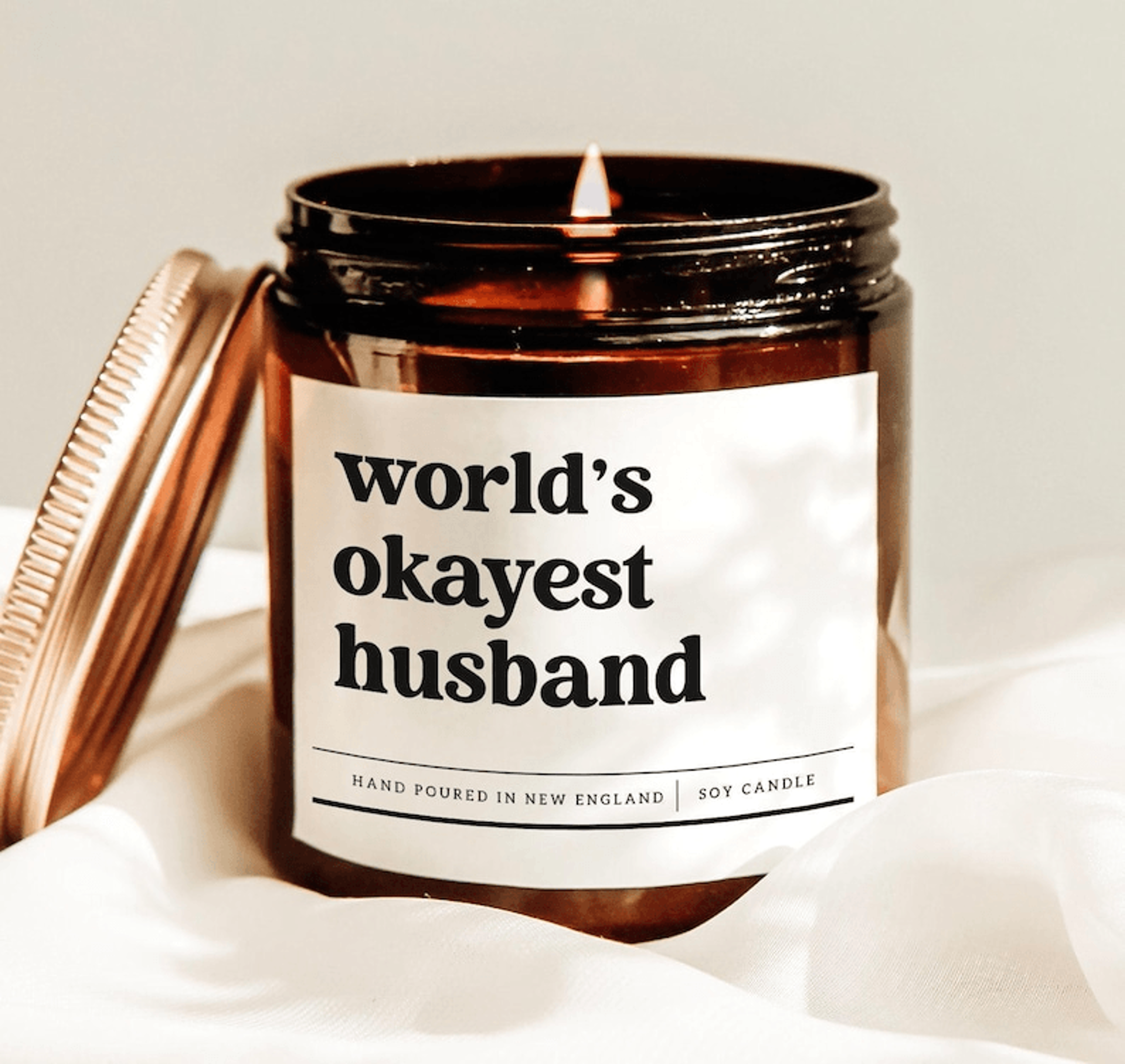 worlds okayest husband candle funny husband gift sarcastic soy candle anniversary gift for him decor