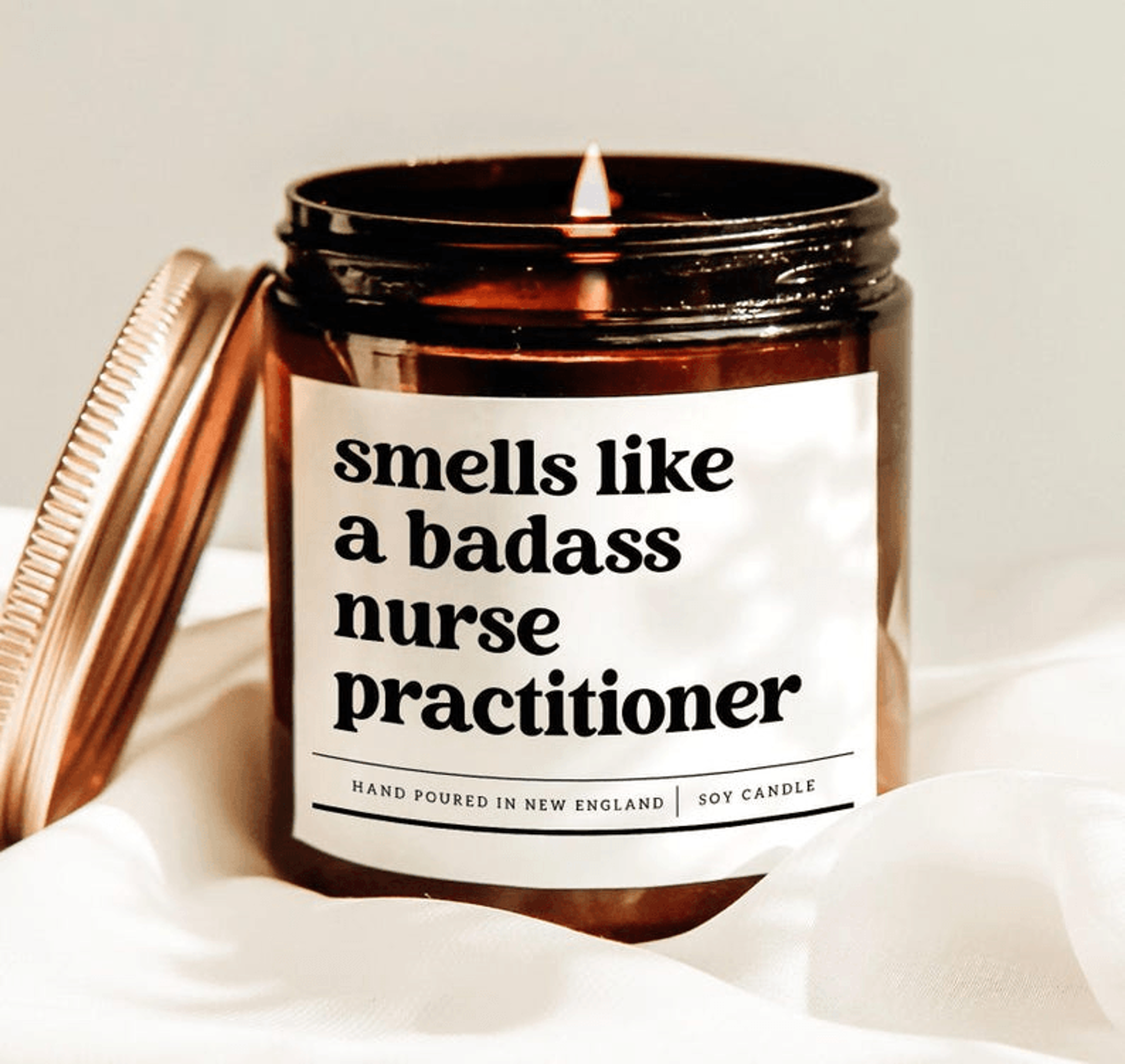 smells like a badass nurse practitioner candle funny np graduation gift nurse soy candle for healthcare