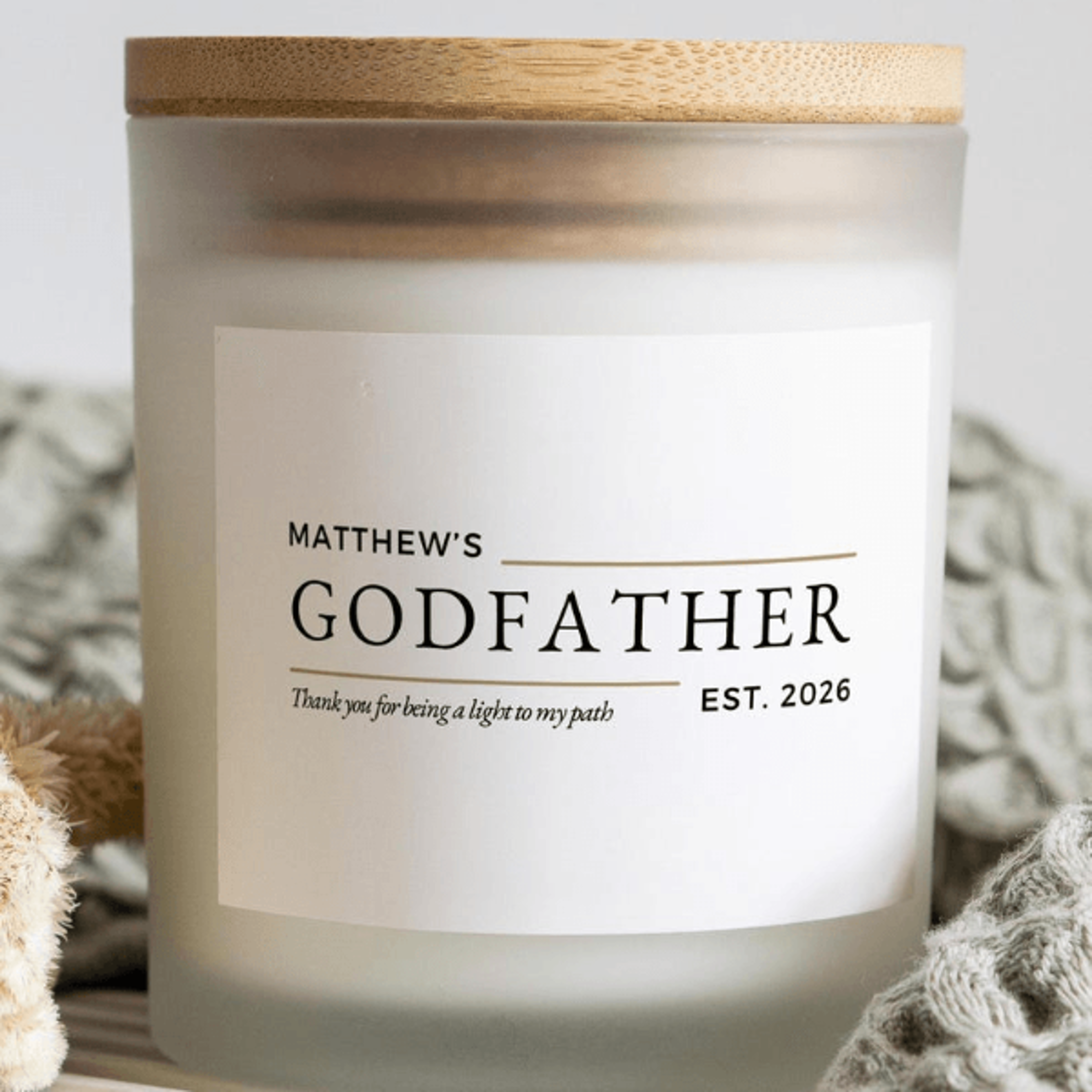 personalized godfather candle gift, godfather proposal gift, will you be my godfather candle, baptism gift