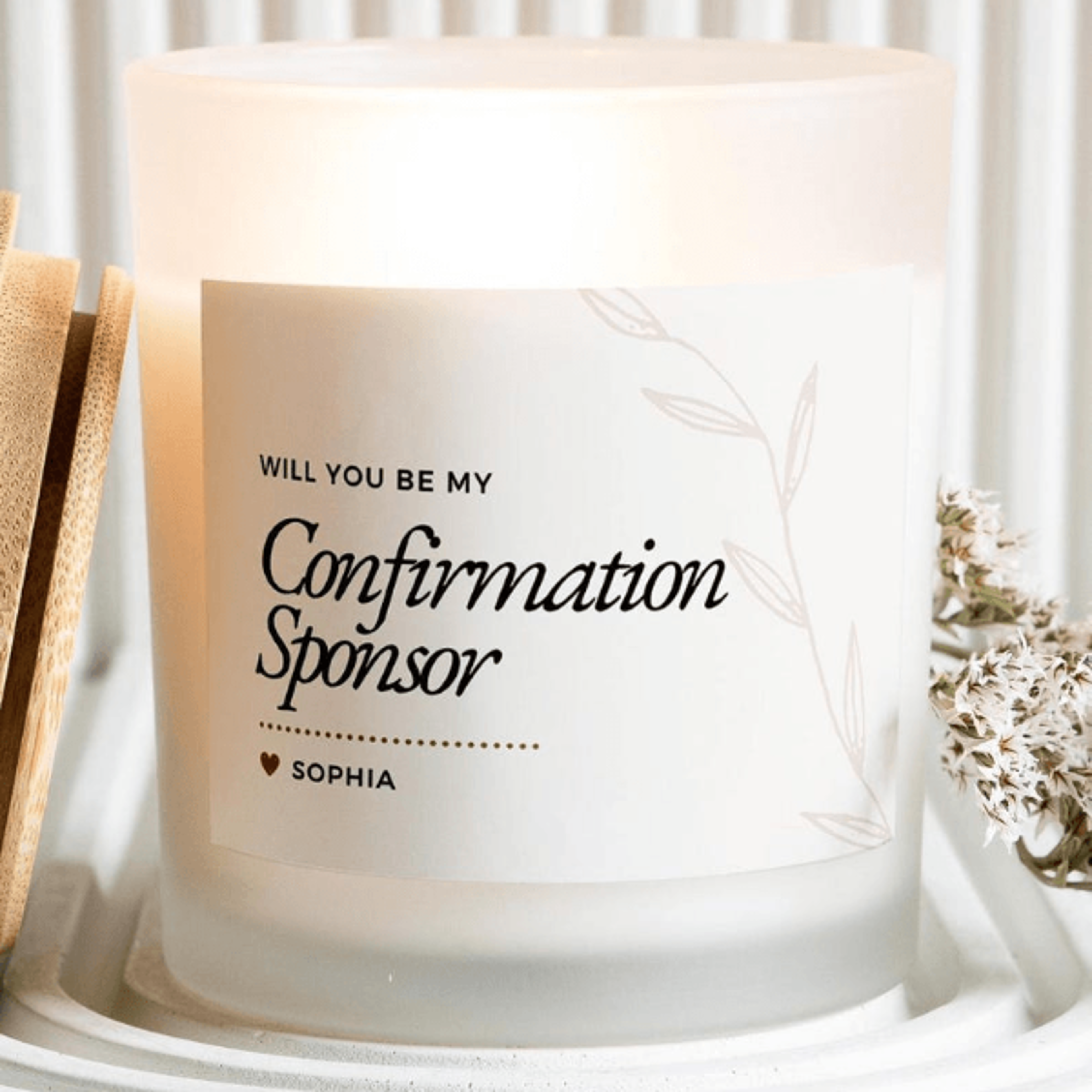 confirmation sponsor proposal candle, will you be my confirmation sponsor gift, personalized confirmation gift