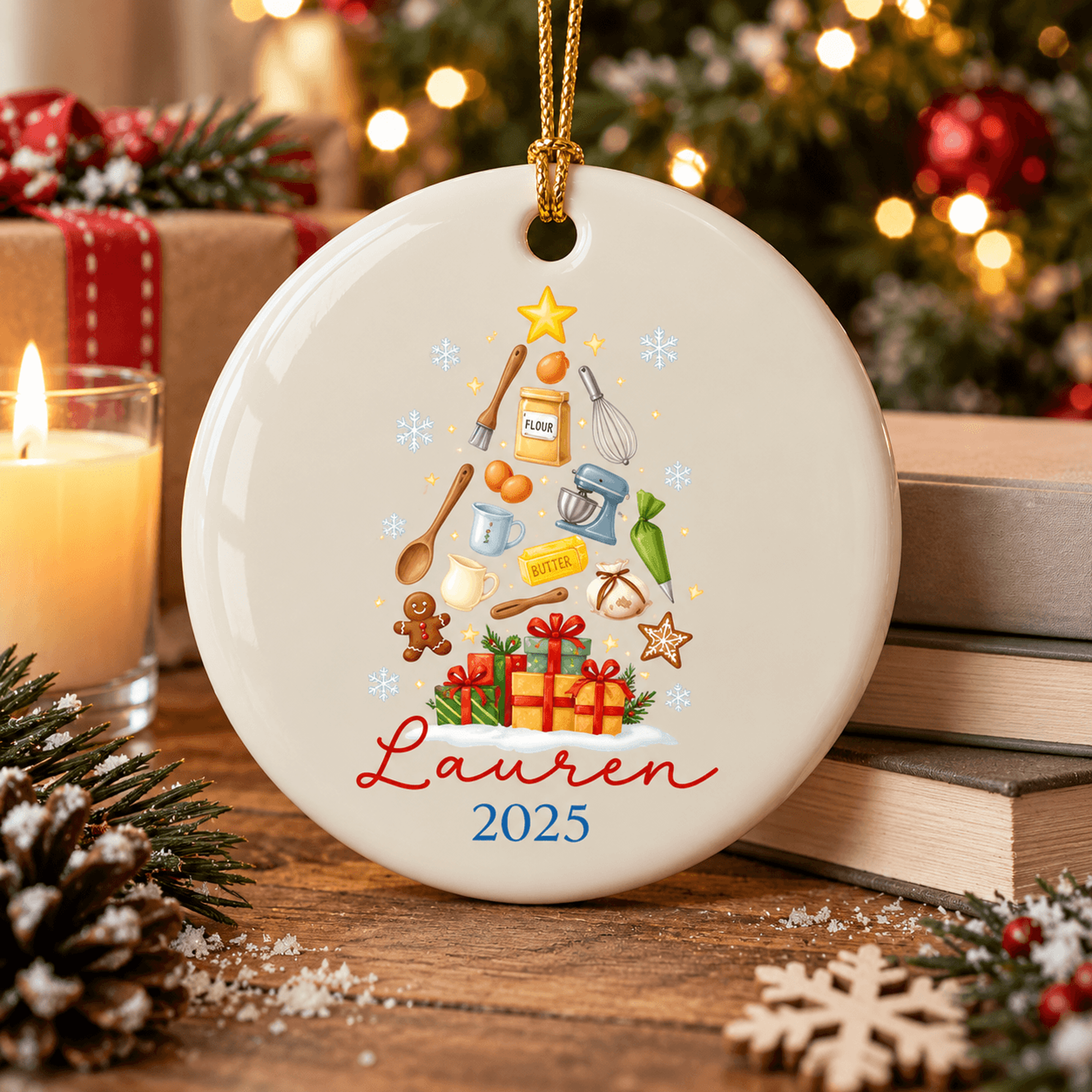 personalized baker christmas ornament, custom baking gift, christmas kitchen ornament, baker gift, holiday keepsake 2025