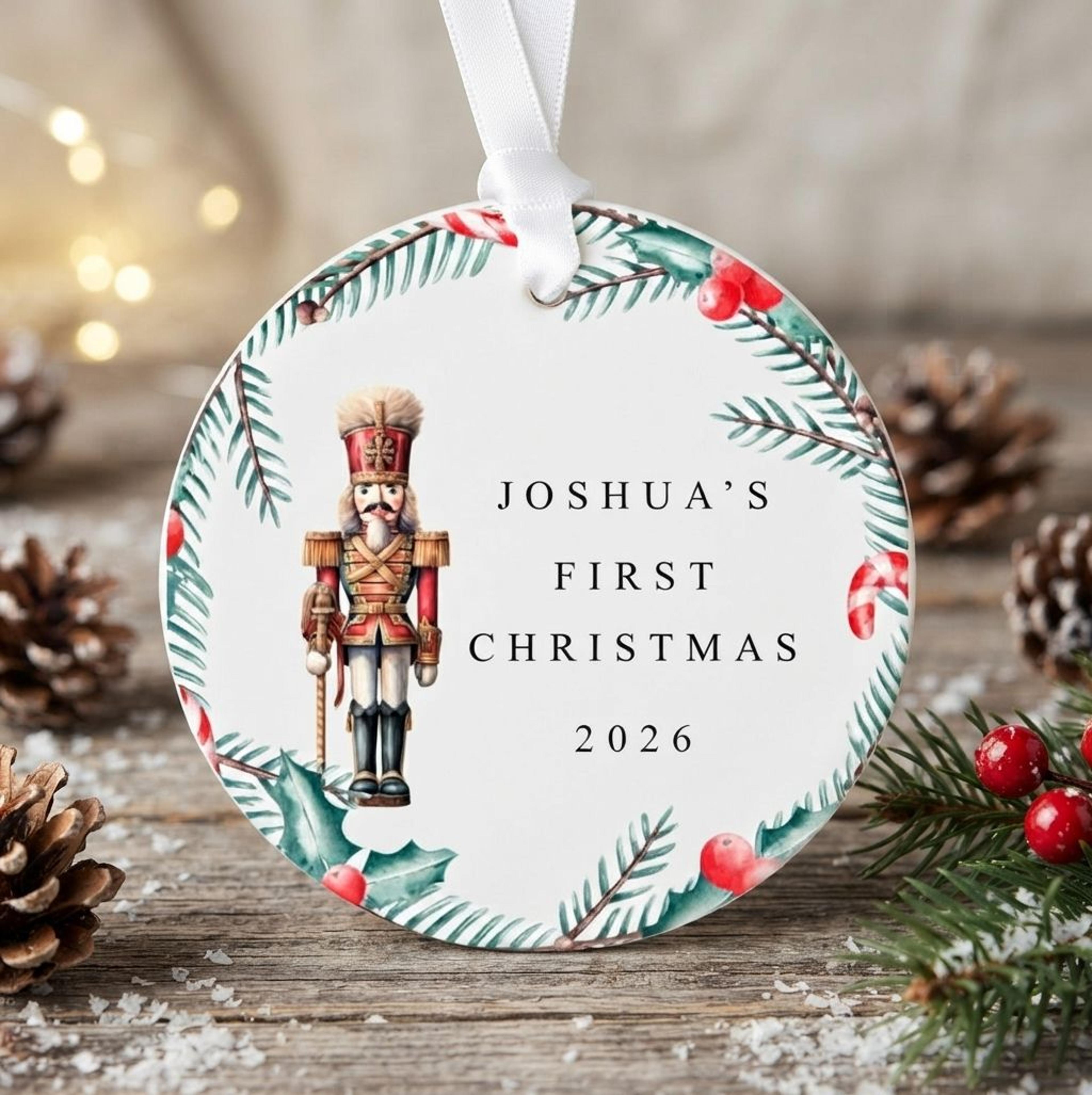 personalized baby's first christmas nutcracker ornament 2026, custom name christmas keepsake, newborn gift, holiday tree