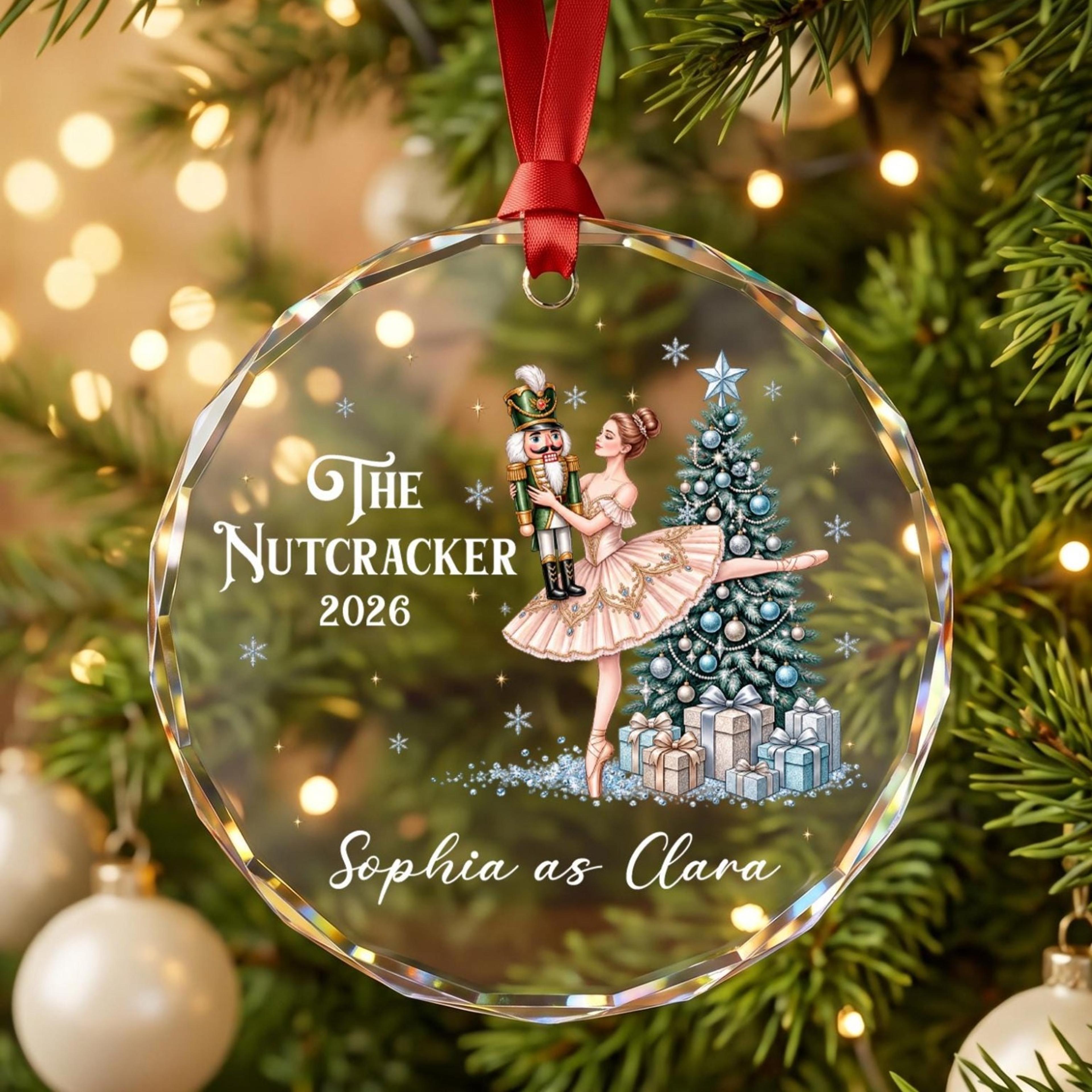 personalized nutcracker ballet christmas ornament, custom ballerina name clara keepsake, dance recital gift, crystal