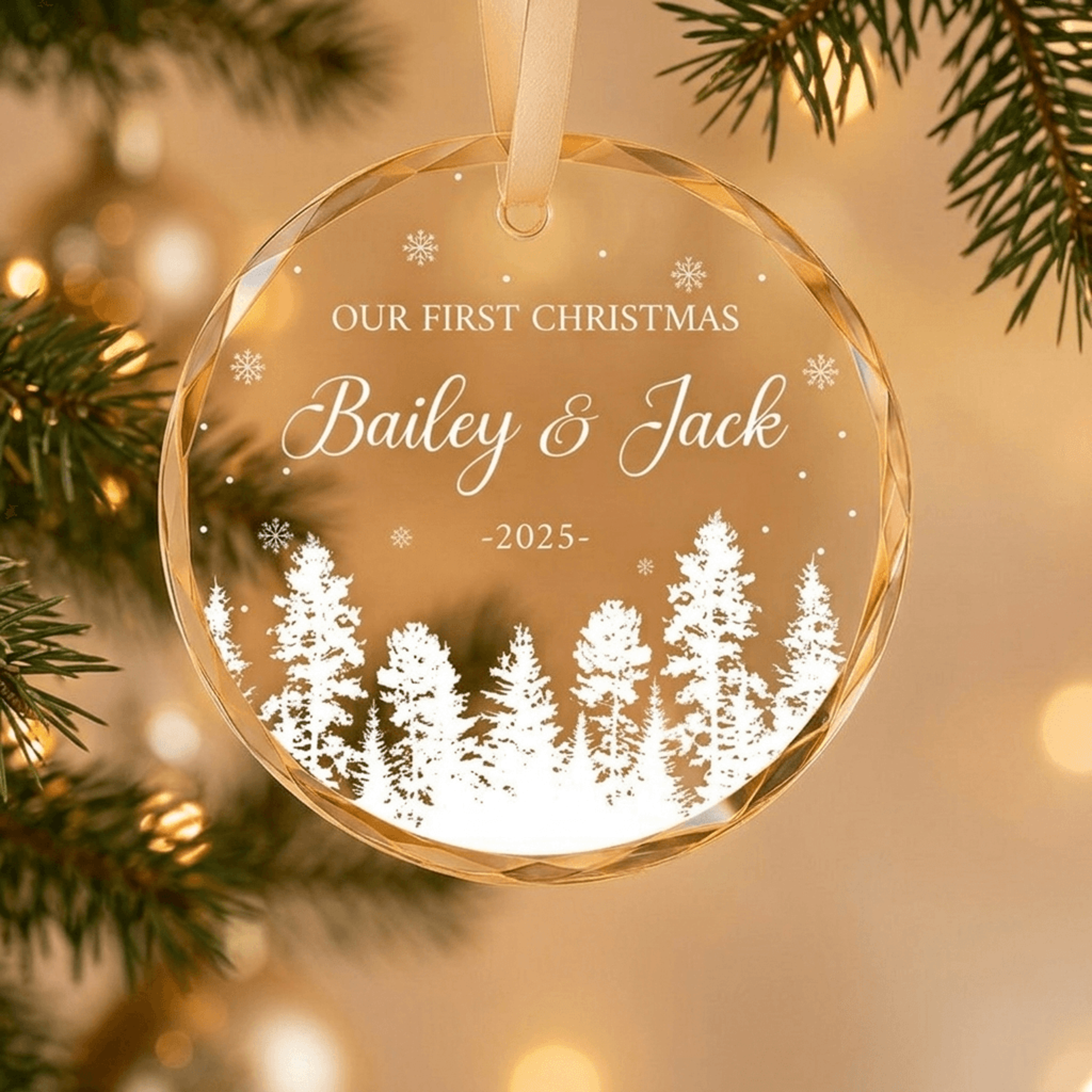 personalized first christmas couple ornament, custom names crystal christmas decoration, our first christmas together