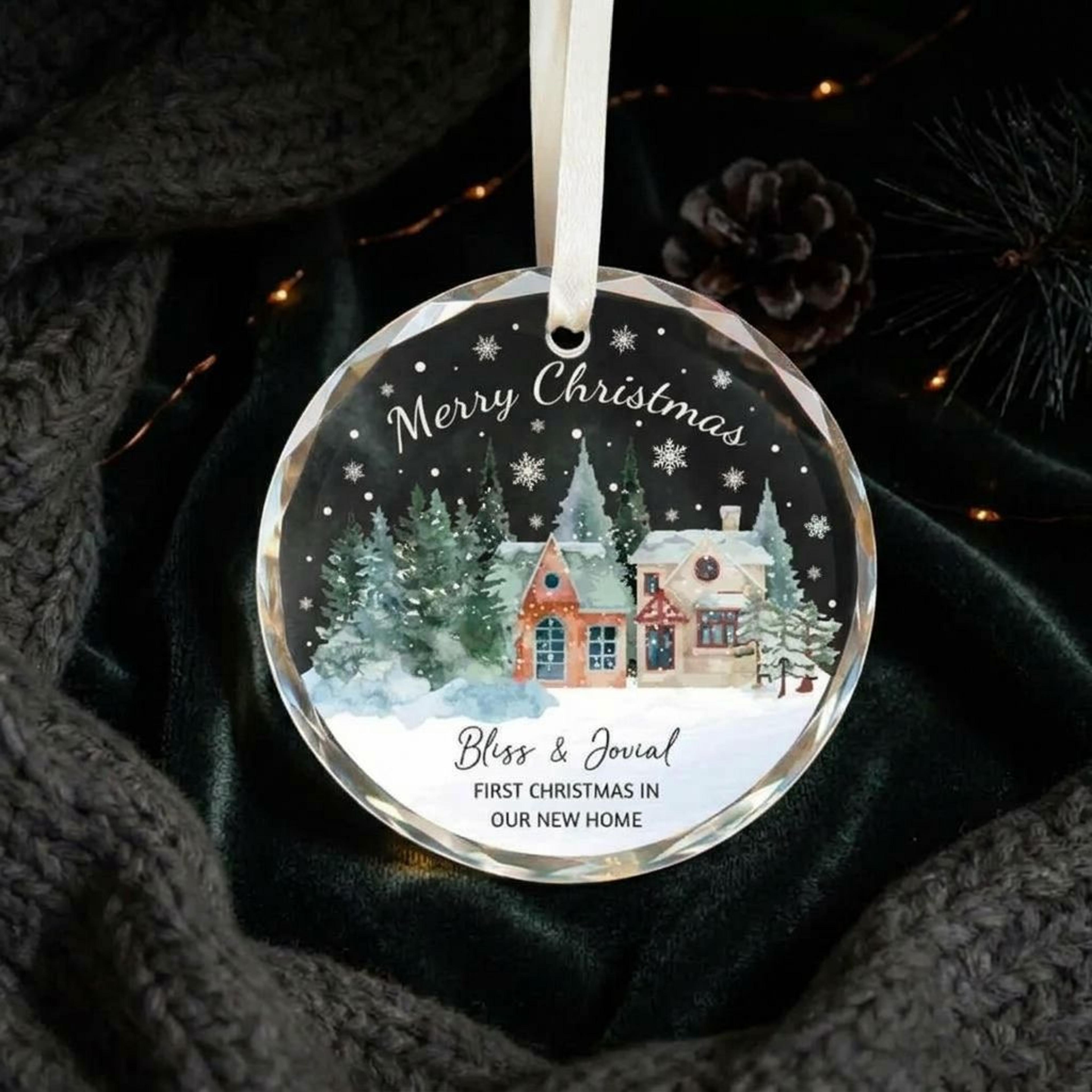 personalized first christmas in new home ornament, custom couple names housewarming gift, new house christmas keepsake