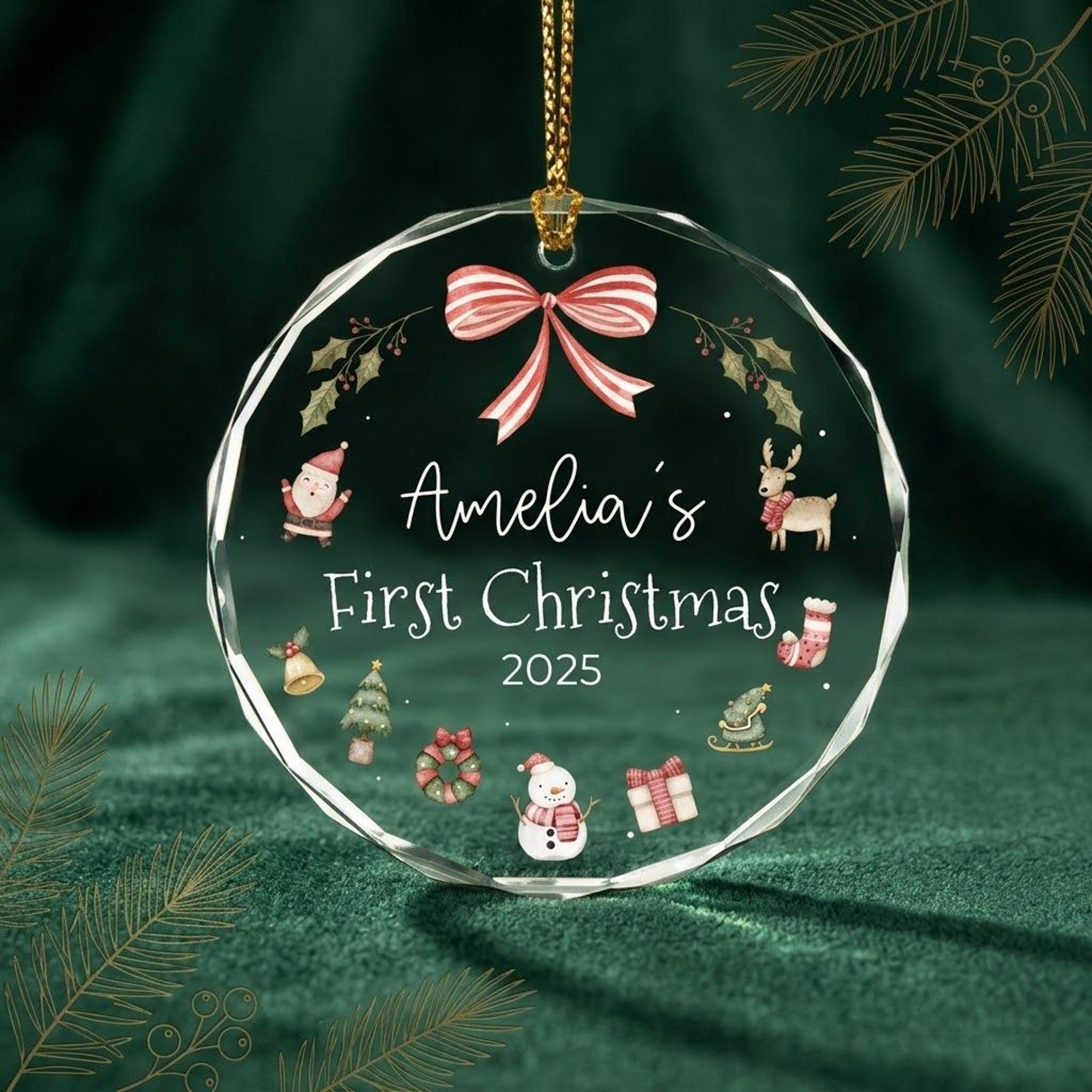 personalized baby first christmas ornament, custom name and year keepsake, baby's 1st christmas gift, newborn holiday