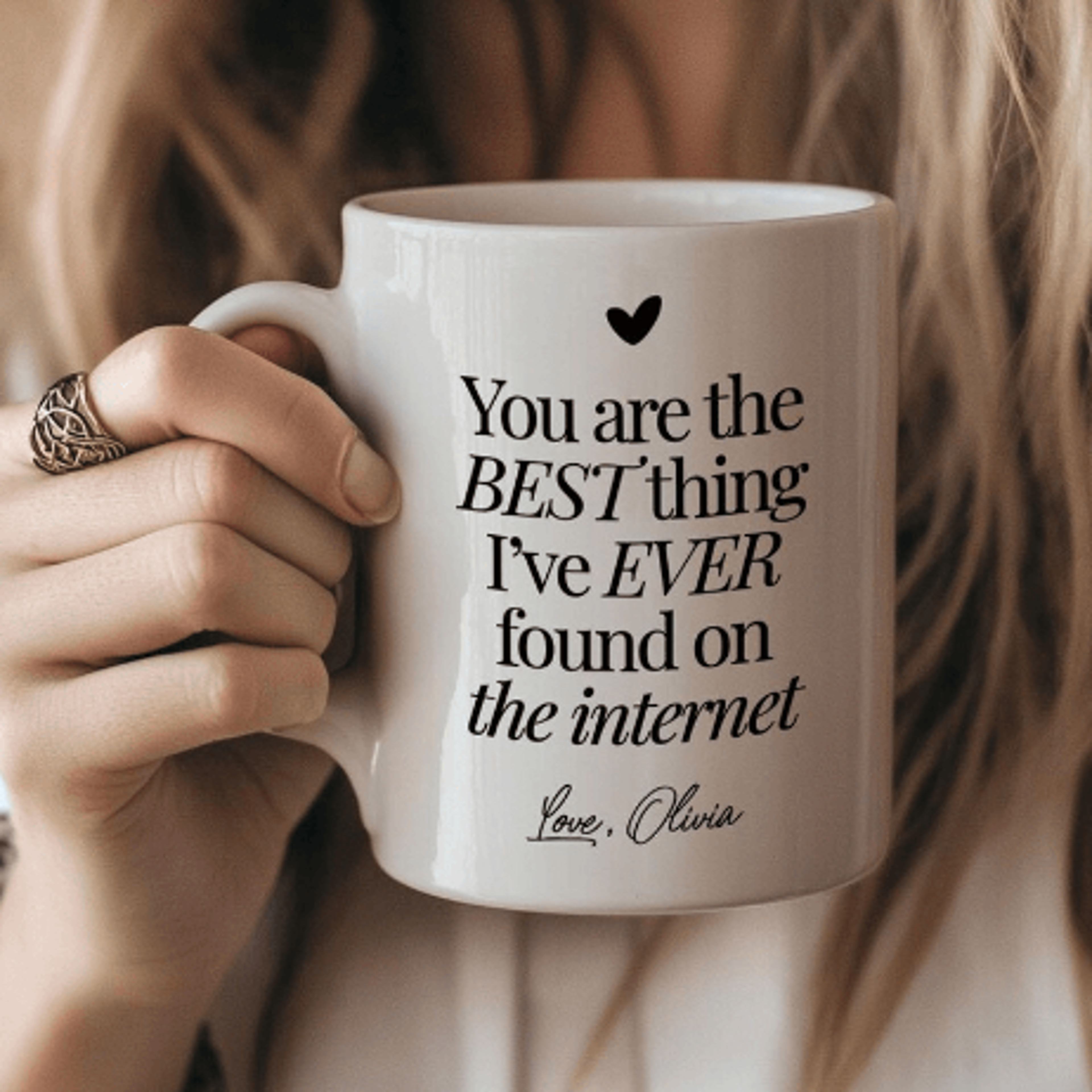 you re the best thing i ve ever found on the internet mug, funny online dating gift for boyfriend & girlfriend coffee