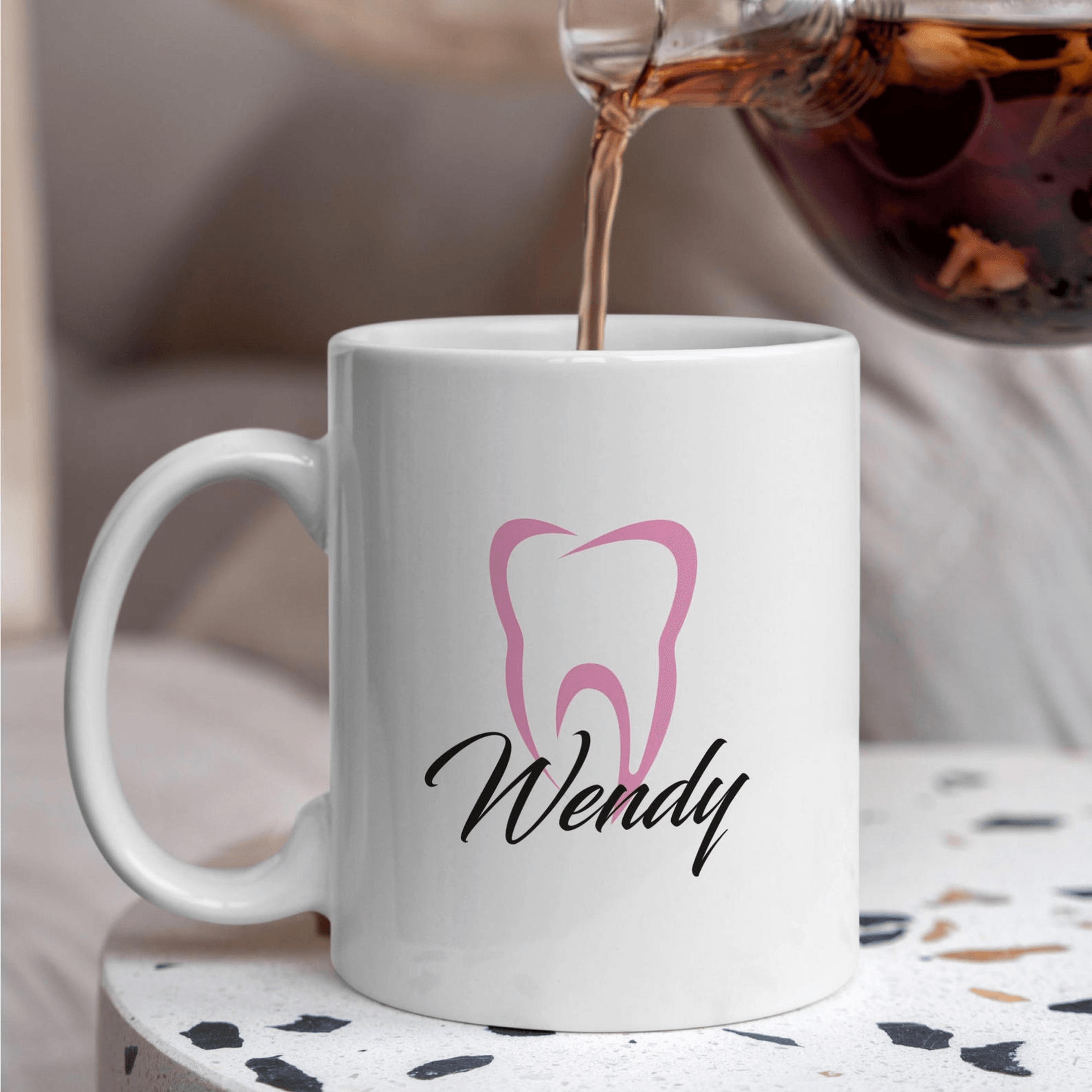 personalized dentist coffee mug, custom dental assistant gift mug, ceramic graduation mug, dental nurse coffee cup