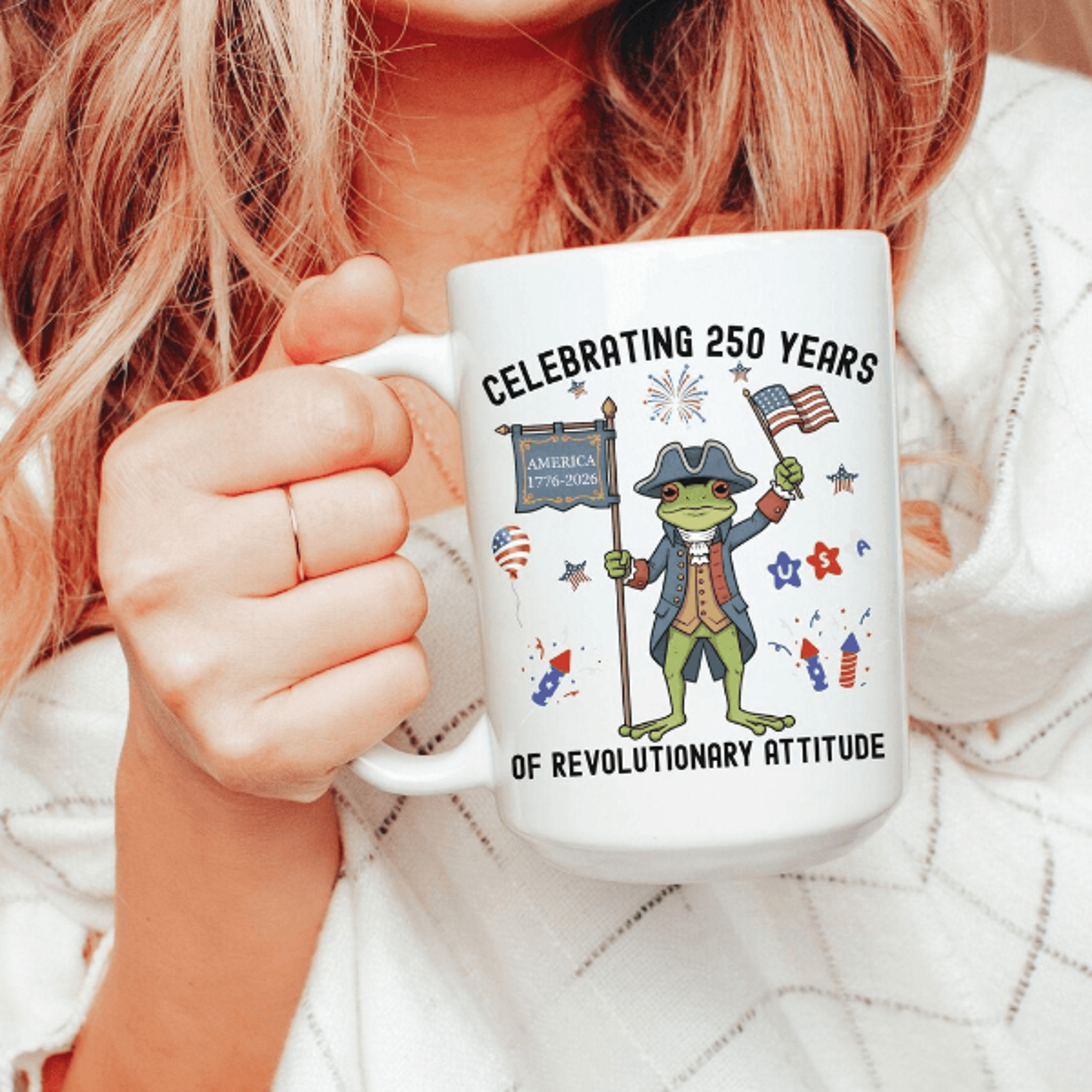 america 1776 freedom patriotic frog mug – funny 4th of july ceramic coffee cup gift for dad