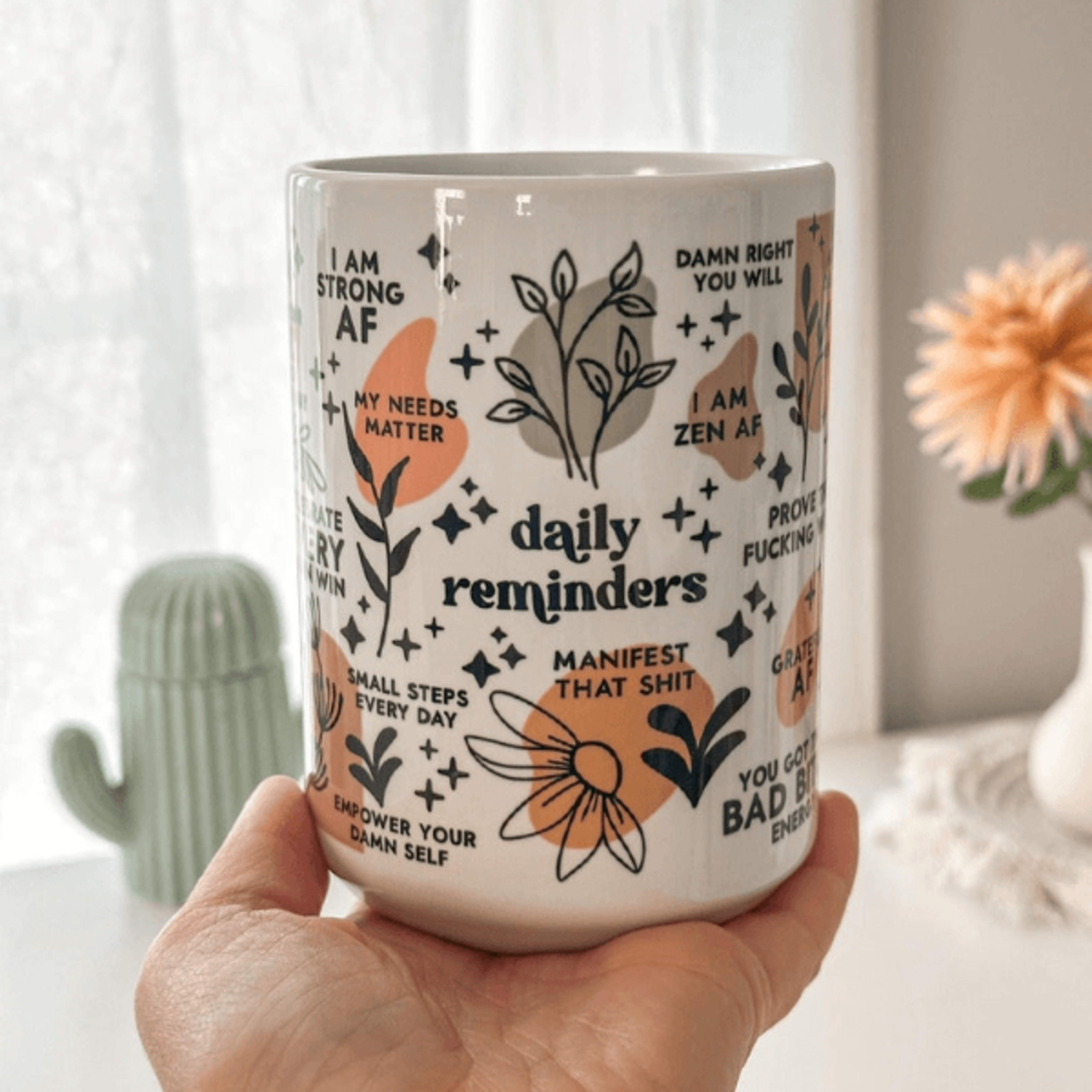 daily reminders mug 15 oz motivational coffee mug positive affirmation ceramic cup mental health gift