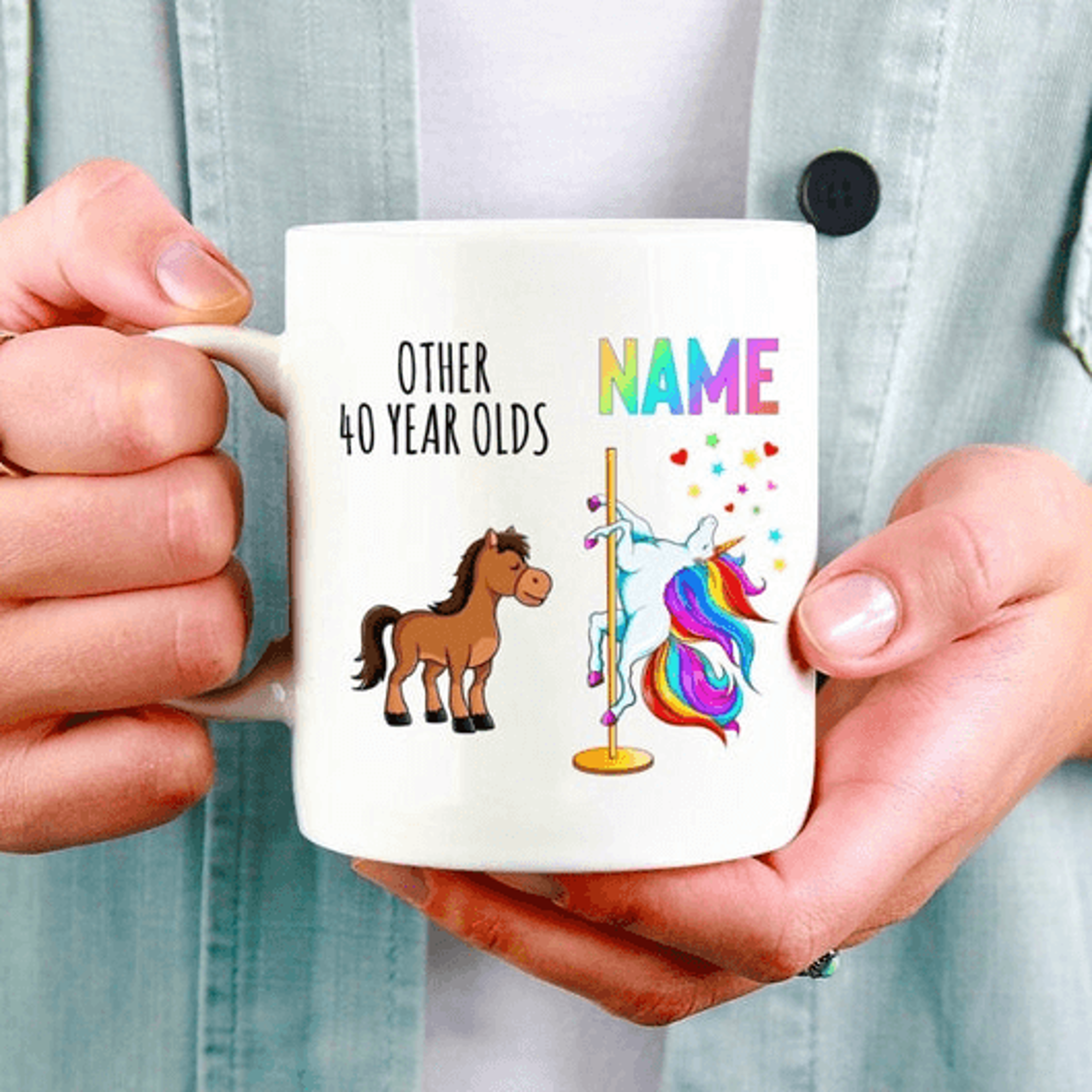 funny 40th birthday mug 15 oz mug, personalized unicorn coffee mug, fabulous forty birthday gift