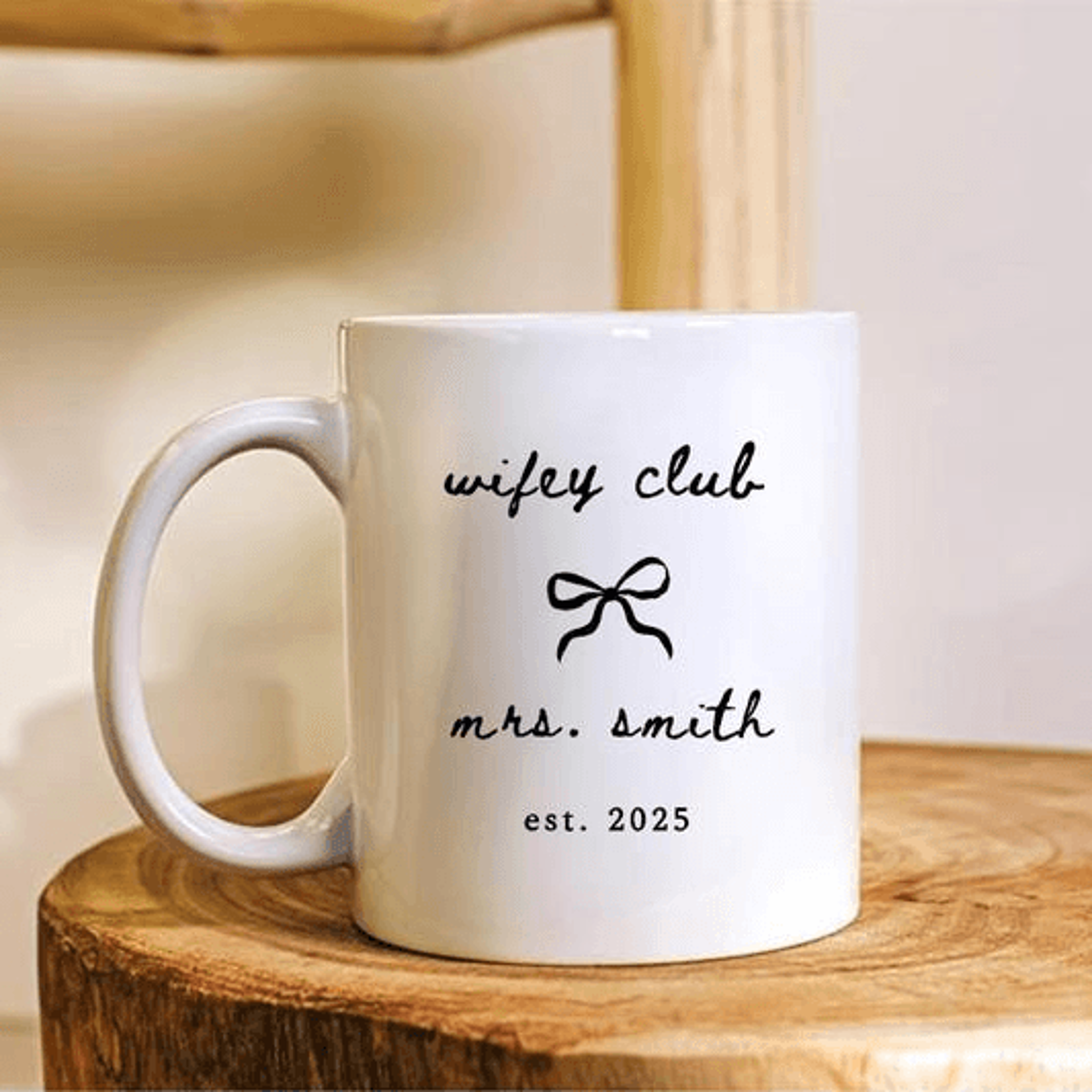 personalized wifey club mug 15 oz mug, custom mrs coffee mug, newlywed bride gift for wife & bride