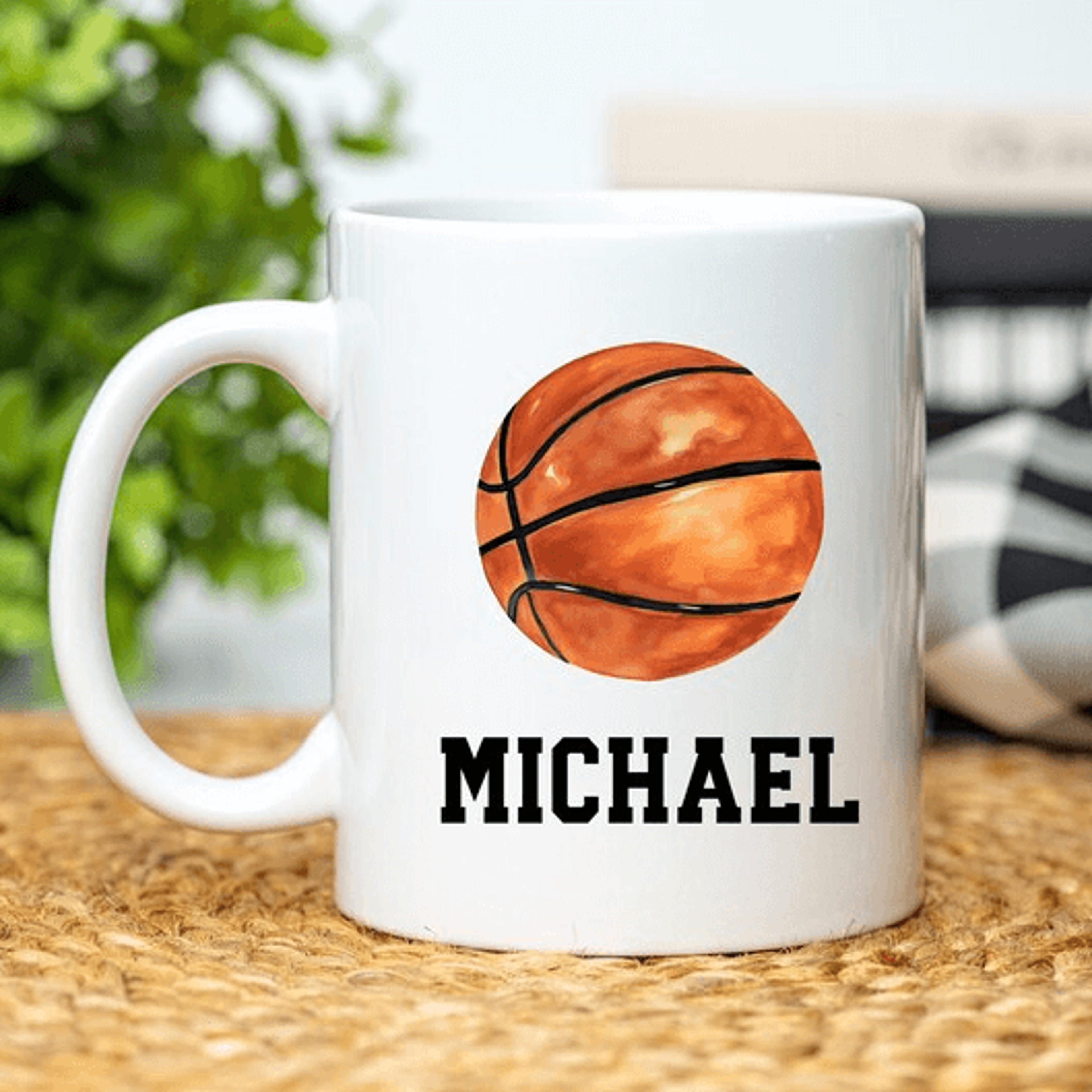 personalized basketball mug 15 oz mug, custom name sports coffee mug, basketball lover gift for boys