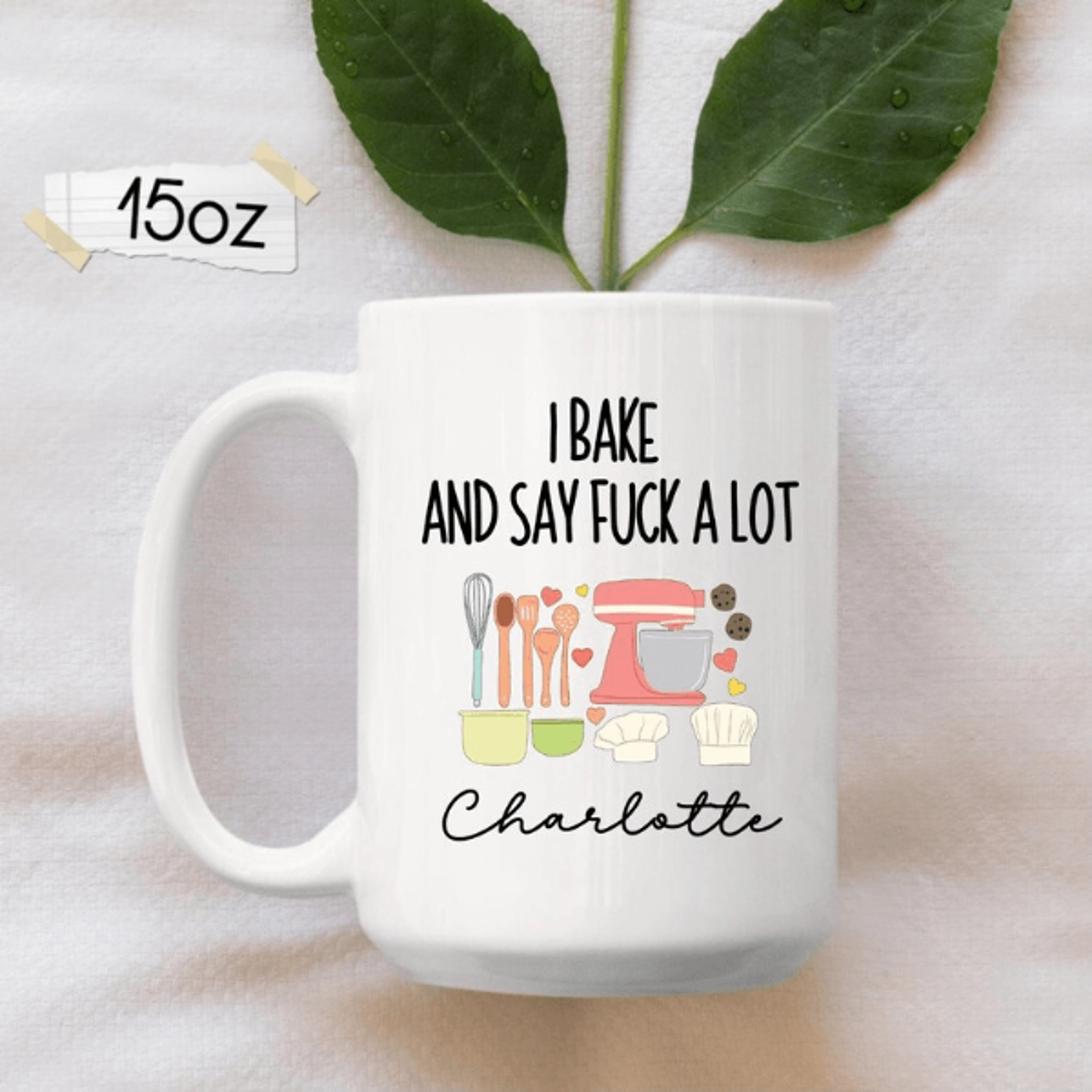 funny baker mug 15 oz mug, personalized baking coffee mug, custom baker gift for women who bake
