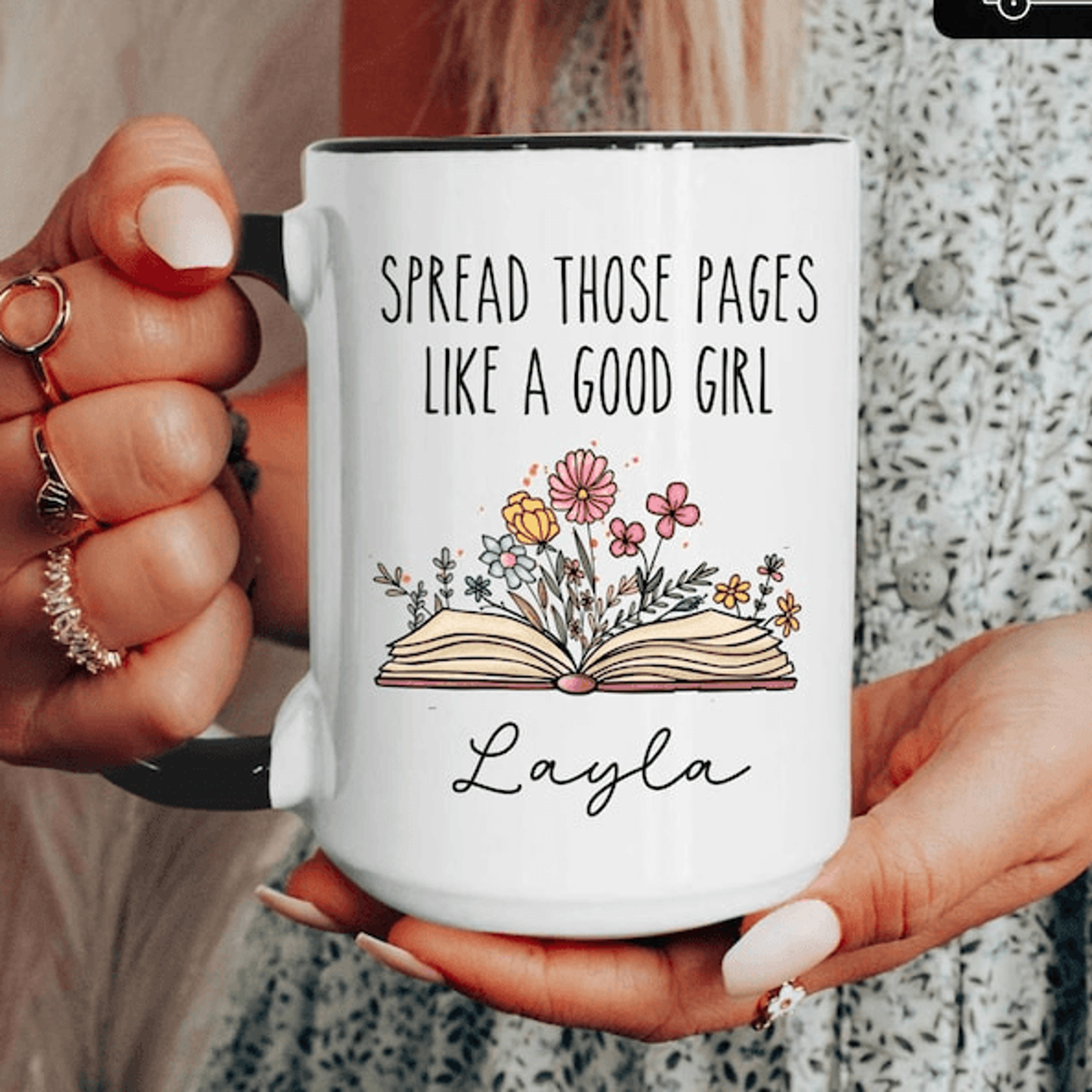 personalized book lover mug 15 oz mug, spread those pages coffee mug, funny reader gift for women