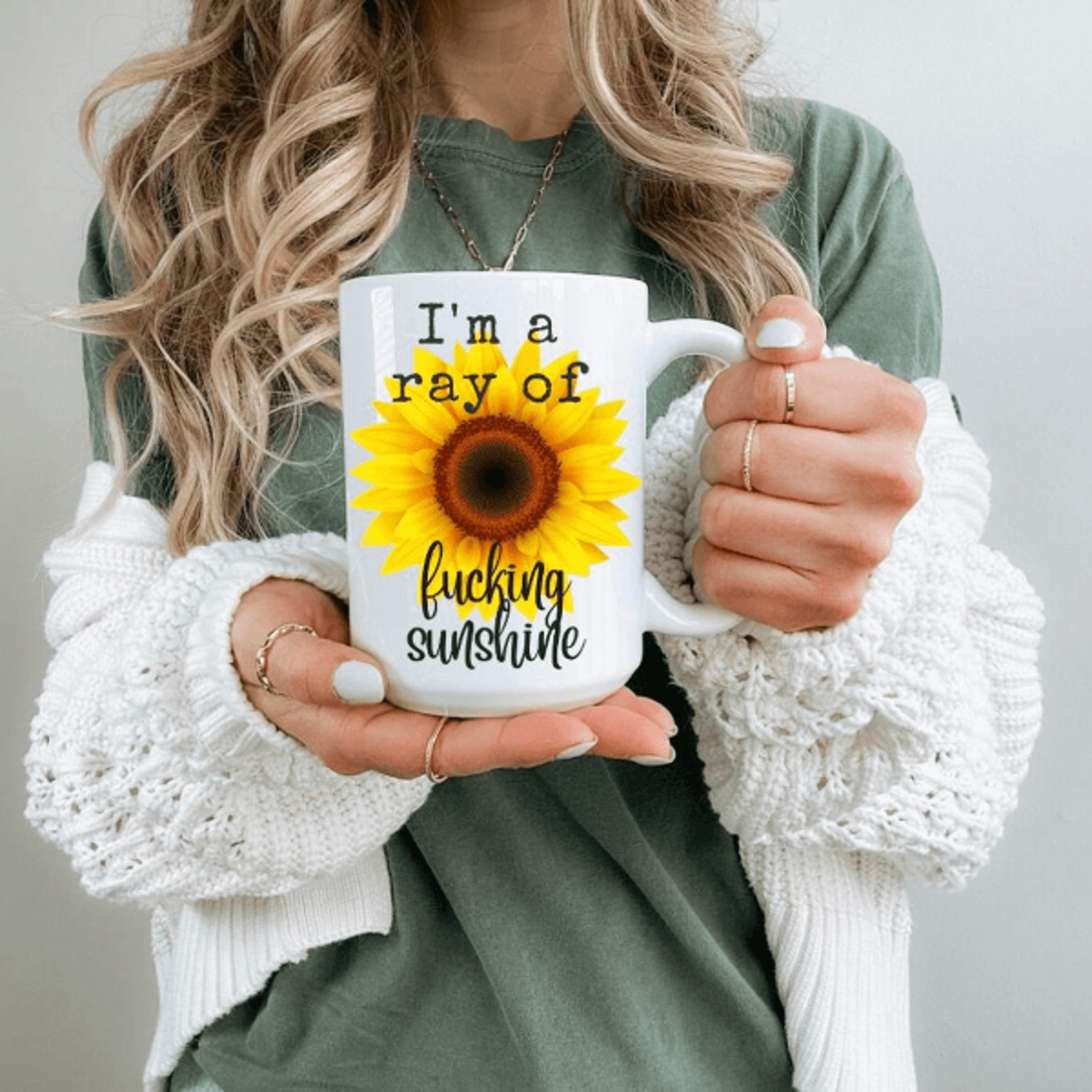sarcastic sunflower mug – i m a ray of sunshine funny quote coffee cup gift