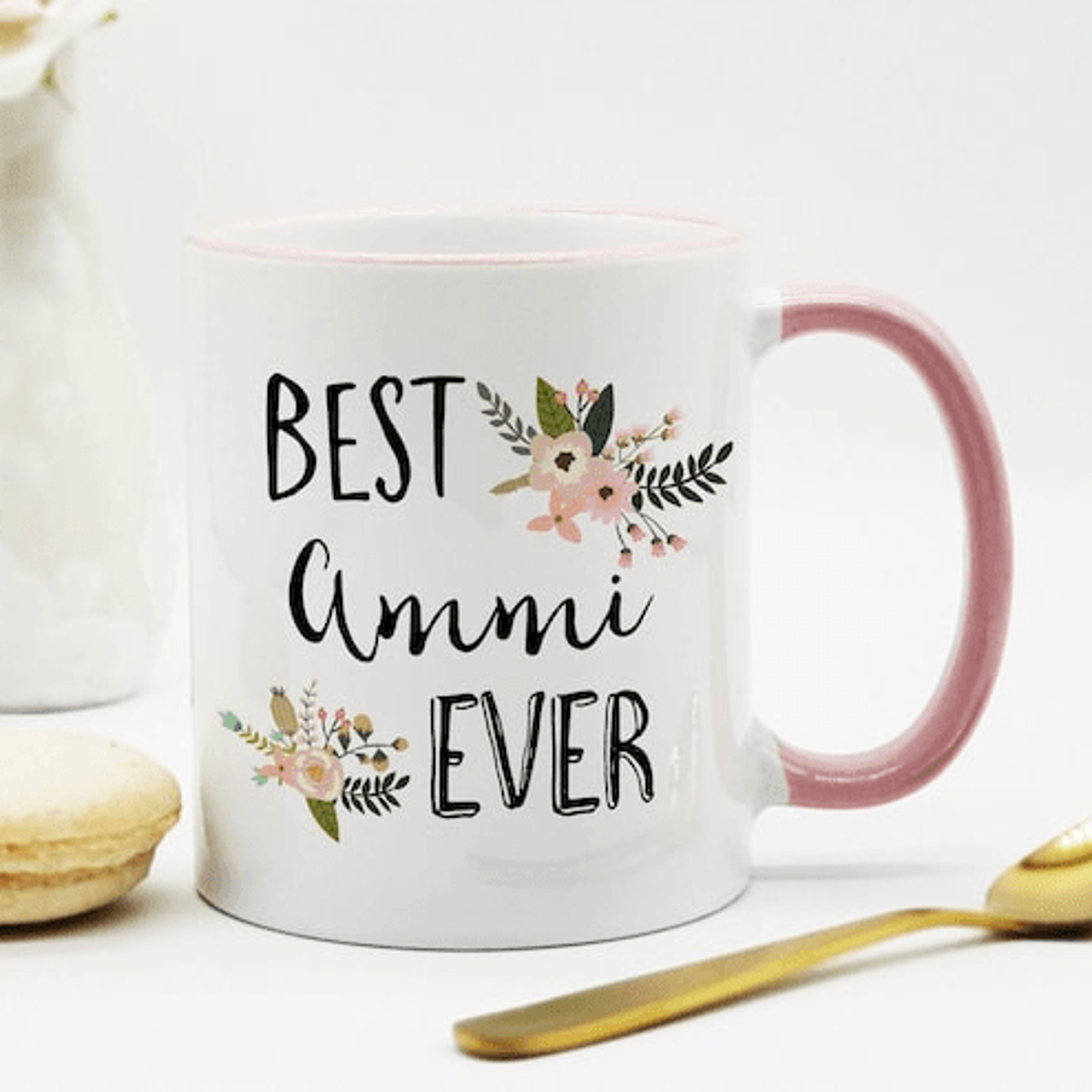 best ammi ever mug 15 oz mug, floral mom coffee mug, mother appreciation gift for ammi & mama