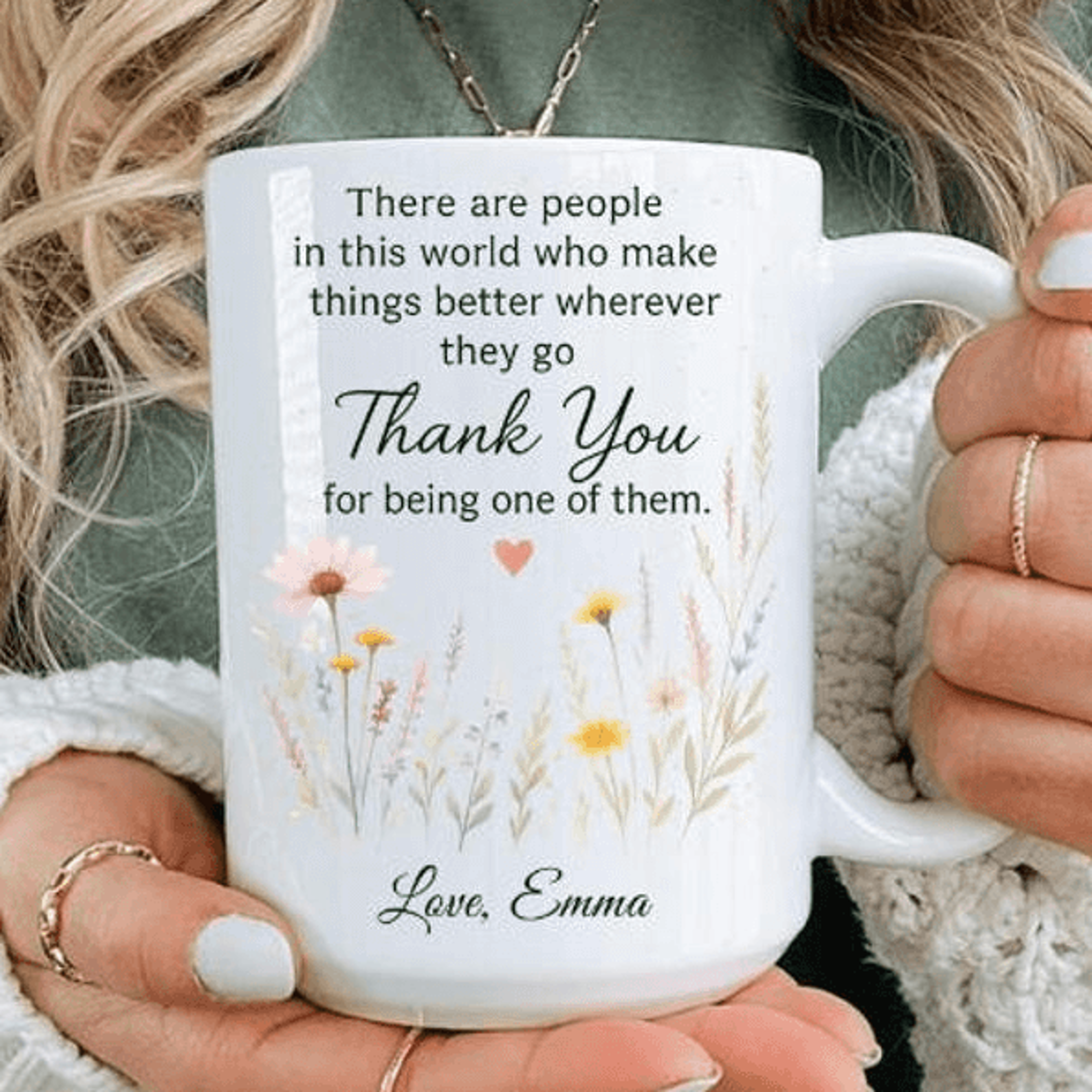 thank you for being one of them personalized floral mug custom appreciation gift for teachers coworkers and friends