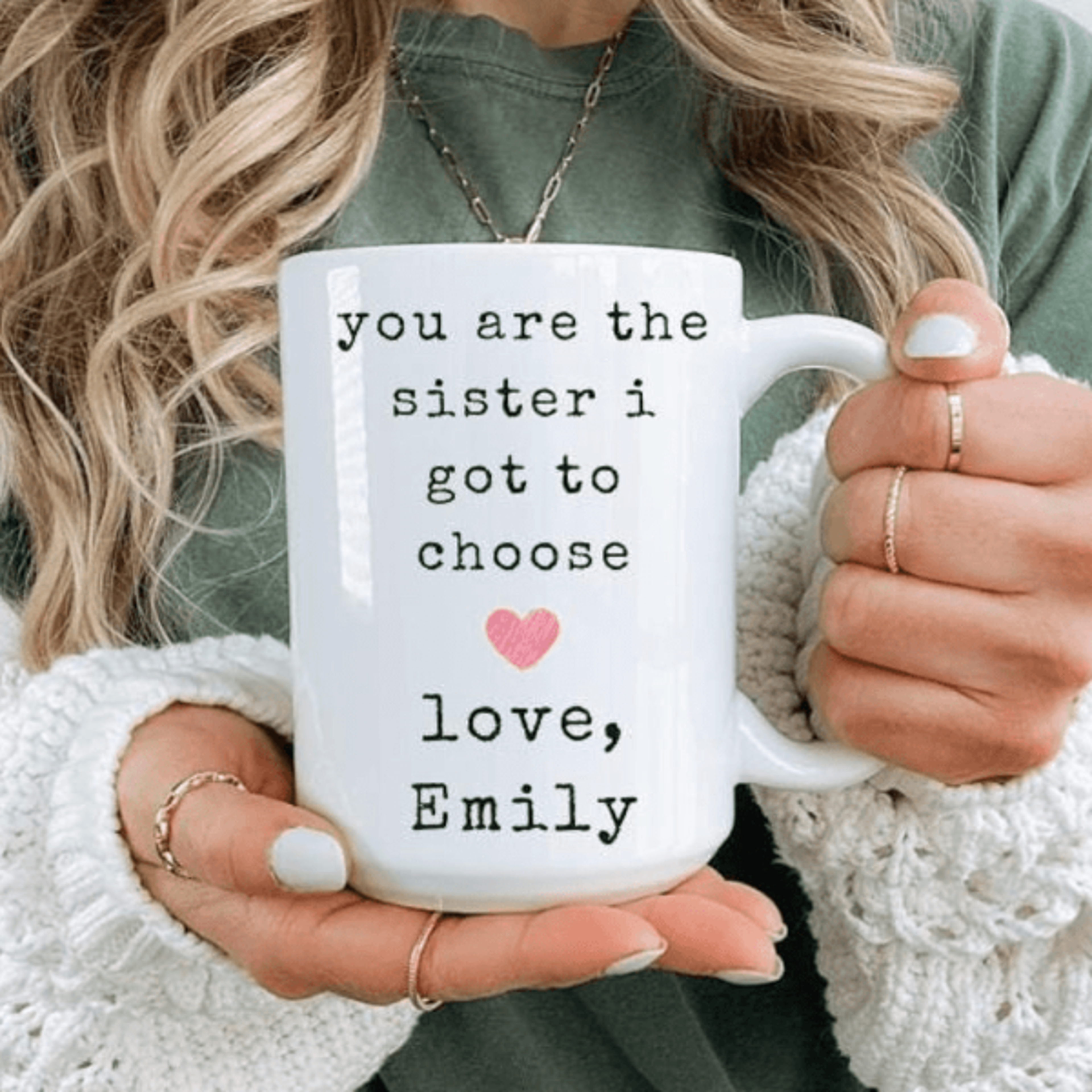 personalized sister by choice coffee mug custom bestie gift friendship birthday mug